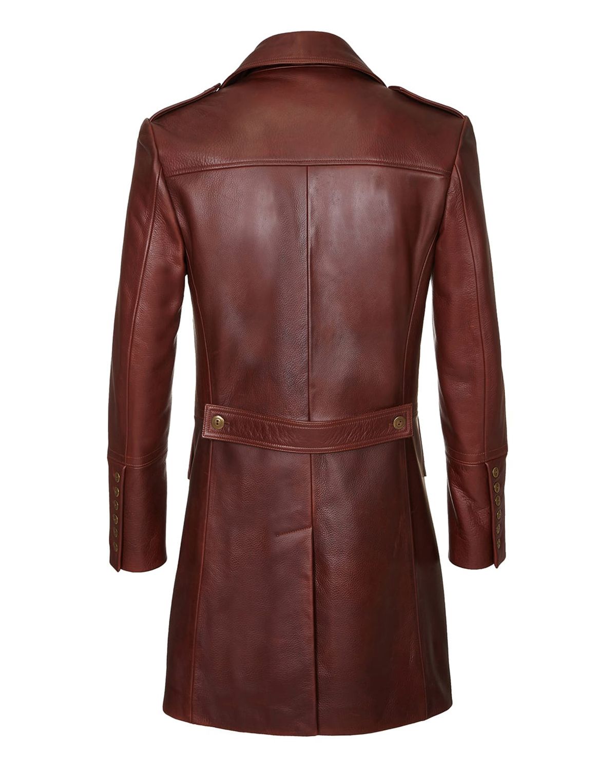 Cappotto in pelle da uomo in stile militare