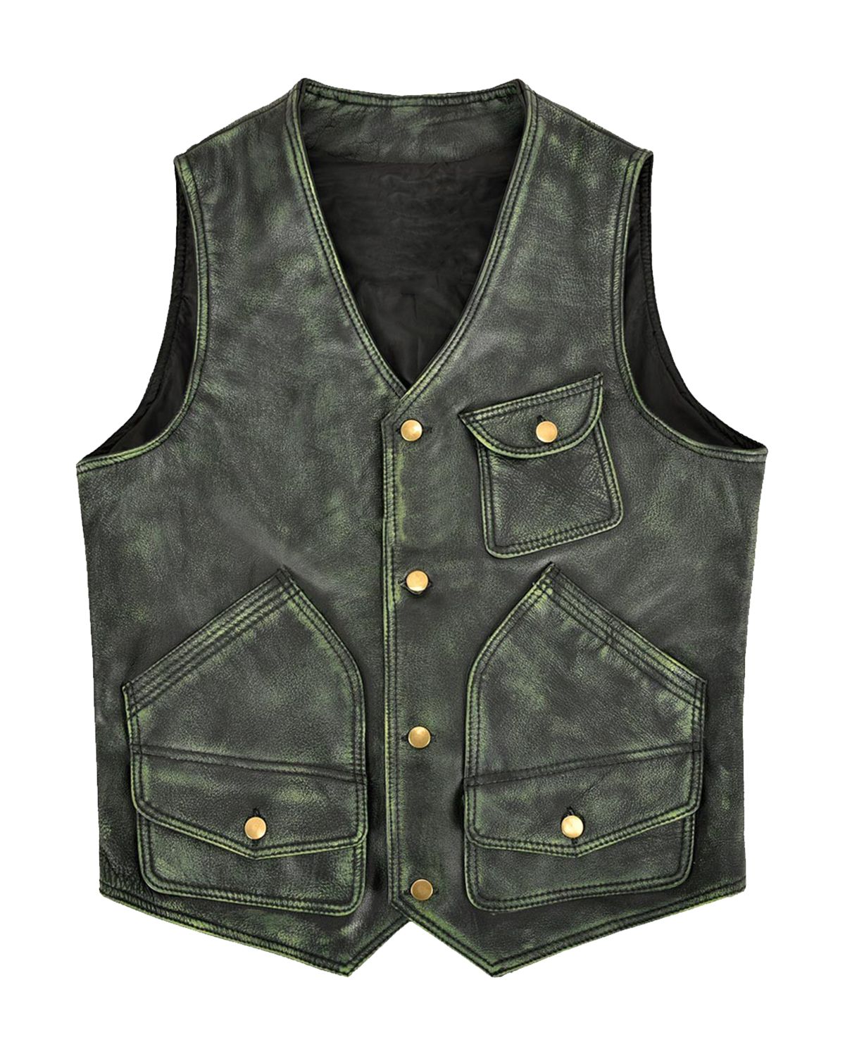 Gilet in pelle invecchiata Lester