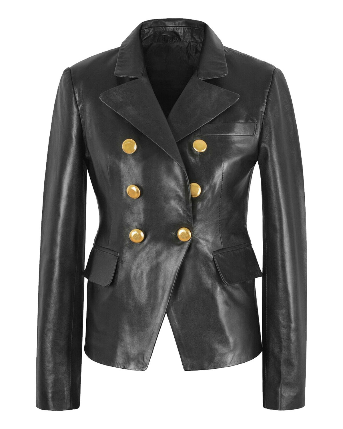 Giacca in vera pelle da donna in stile blazer classico