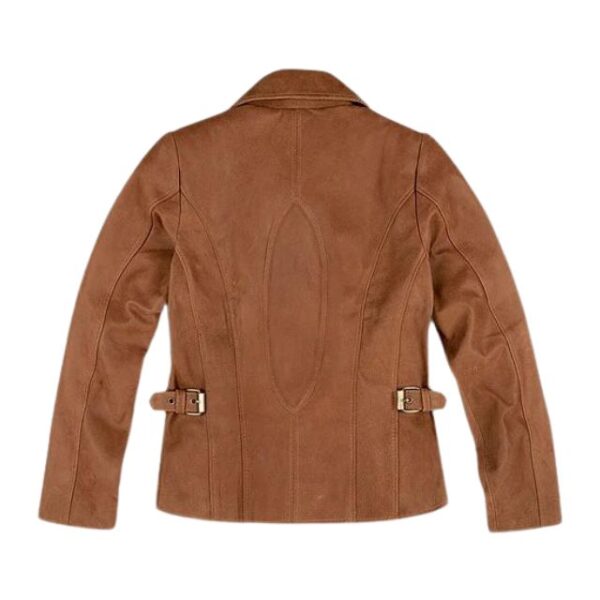 Giacca in pelle marrone vintage da donna