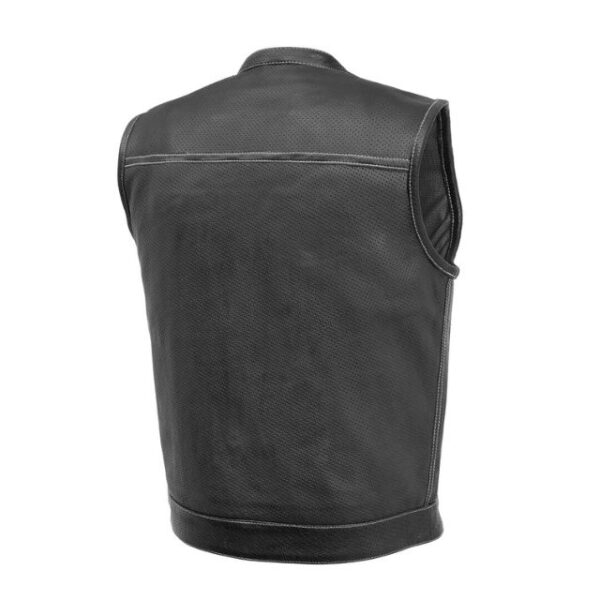 Gilet da motociclista in pelle traforata da uomo