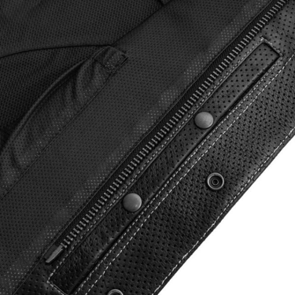 Gilet da motociclista in pelle traforata da uomo