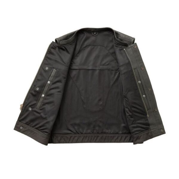 Gilet da motociclista in pelle traforata da uomo