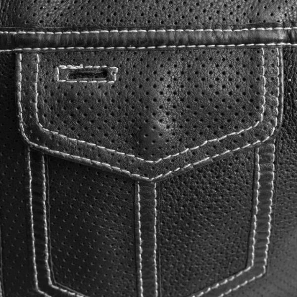Gilet da motociclista in pelle traforata da uomo