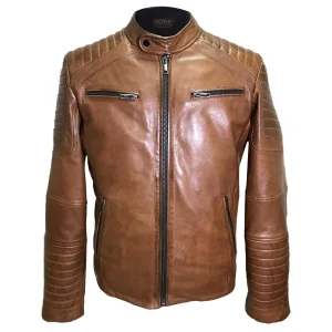 Giacca in pelle imbottita da motociclista Zach
