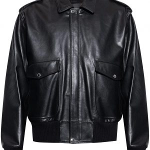 BUNERI Bomber Cuero Negro