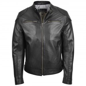 BUNERI Chaqueta de Cuero Biker Casual para Hombre Negro