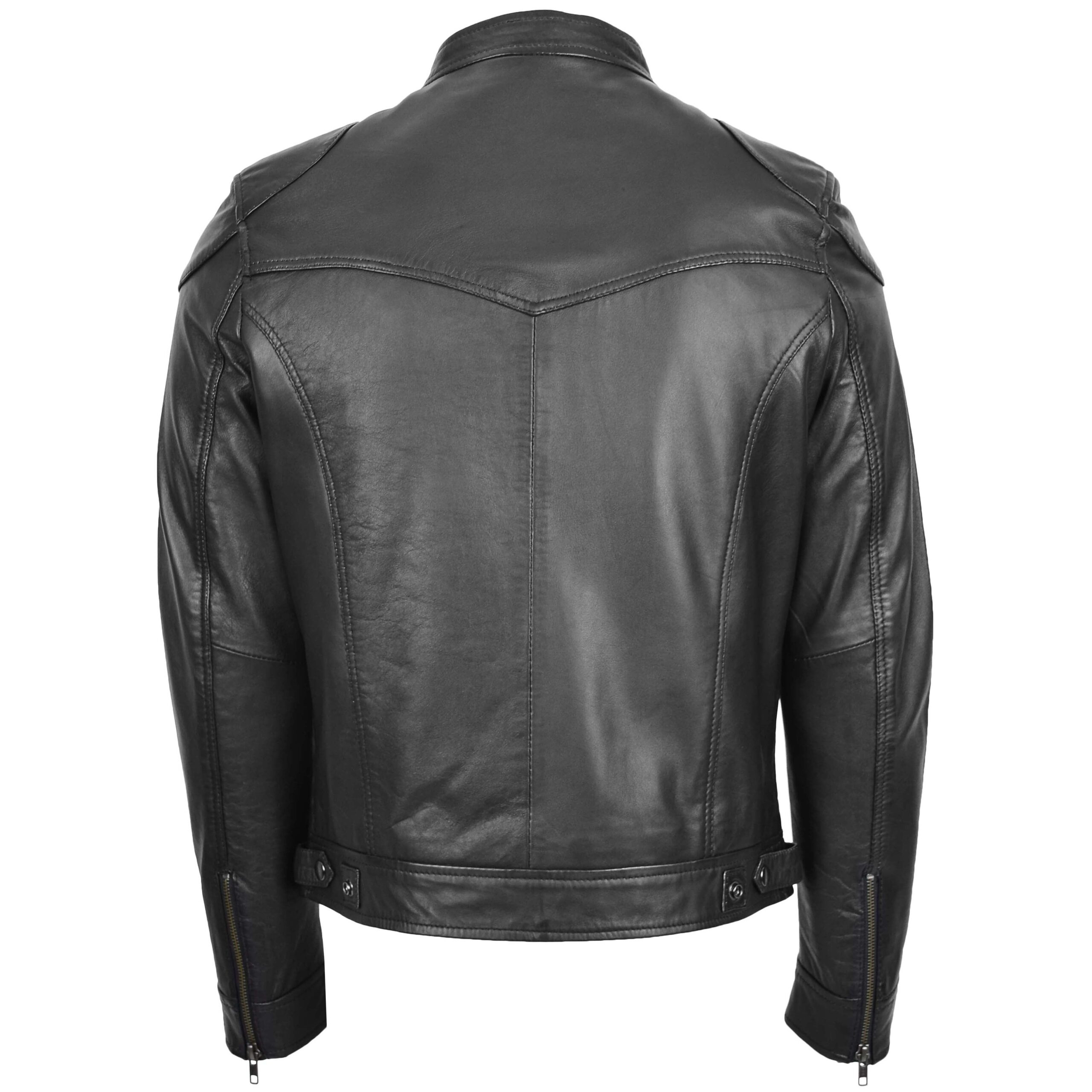 BUNERI Chaqueta de Cuero Biker Casual para Hombre Negro - Imagen 2
