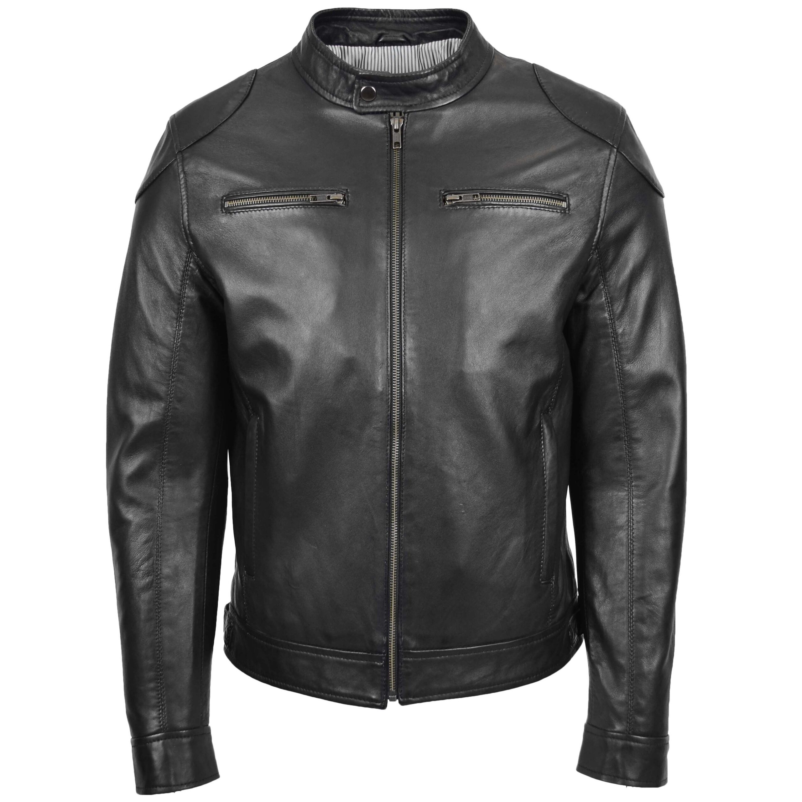 BUNERI Chaqueta de Cuero Biker Casual para Hombre Negro - Imagen 3