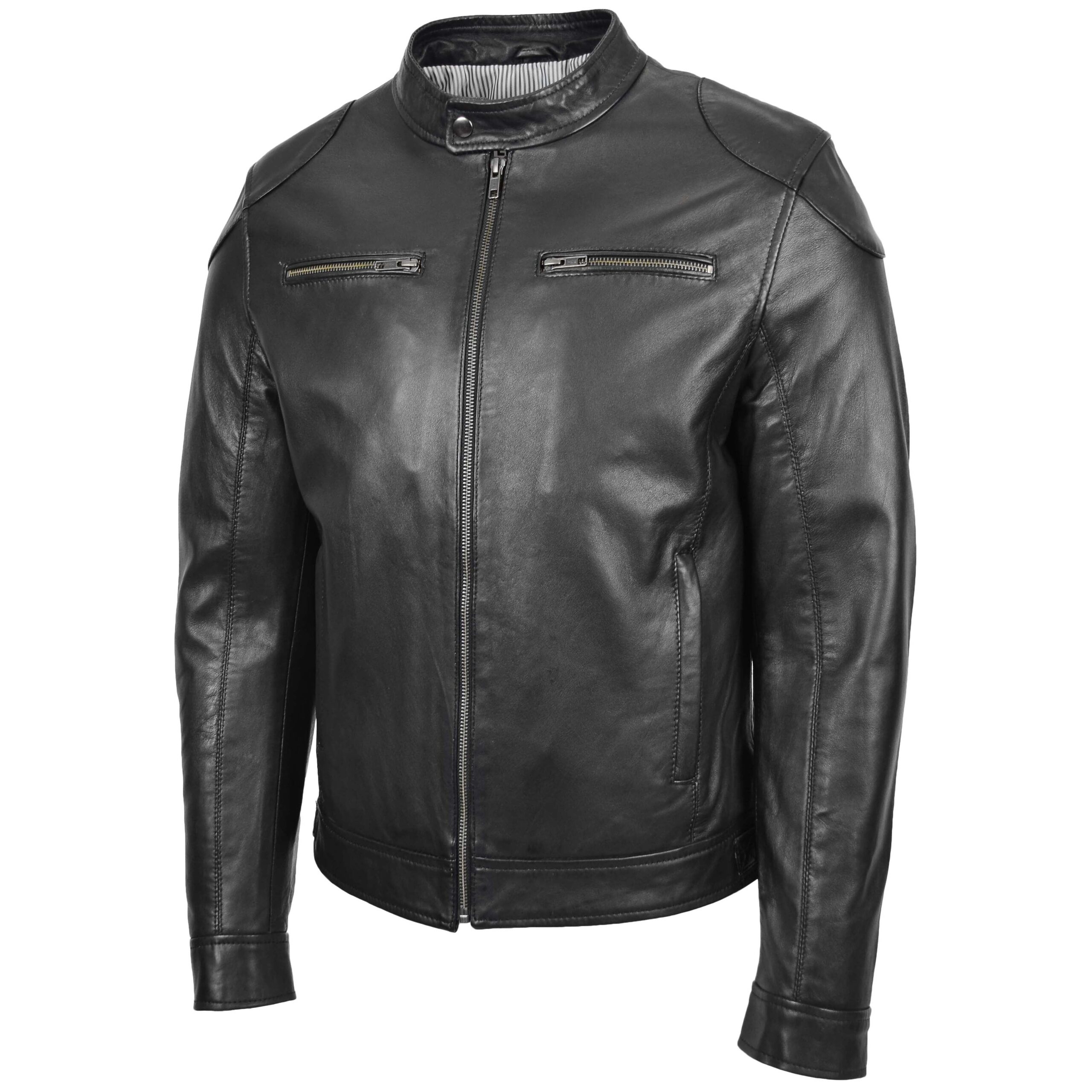 BUNERI Chaqueta de Cuero Biker Casual para Hombre Negro - Imagen 4