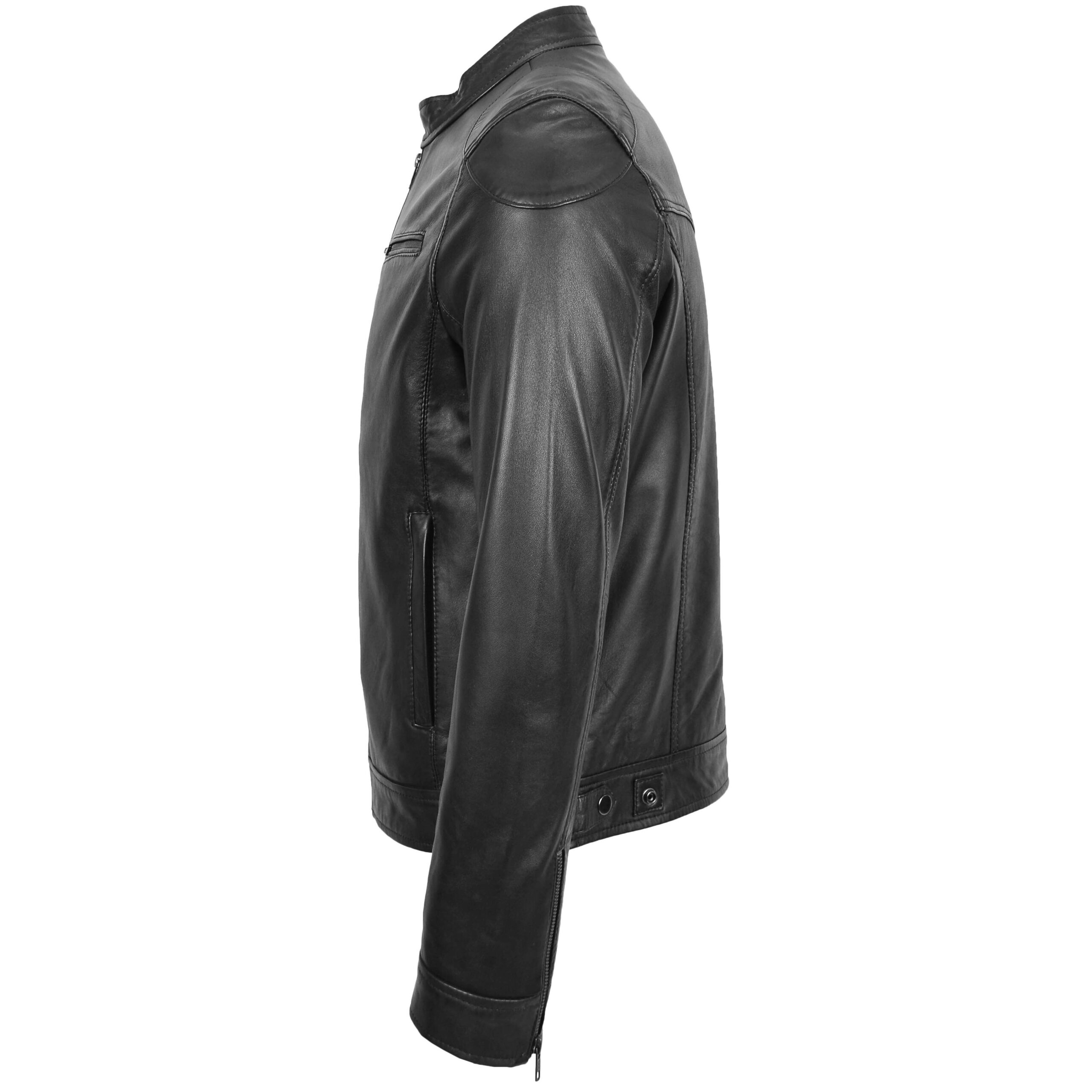 BUNERI Chaqueta de Cuero Biker Casual para Hombre Negro - Imagen 5