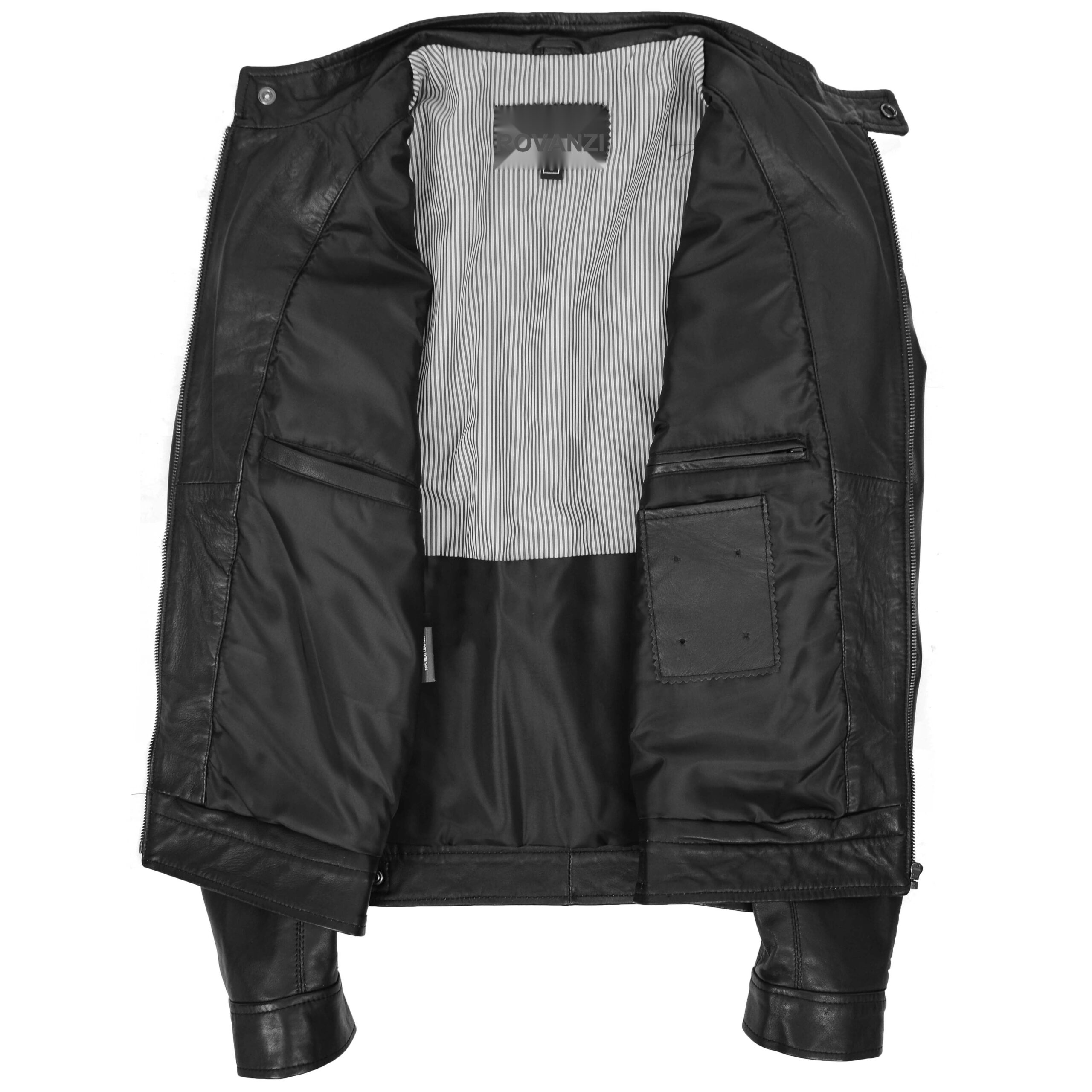 BUNERI Chaqueta de Cuero Biker Casual para Hombre Negro - Imagen 6
