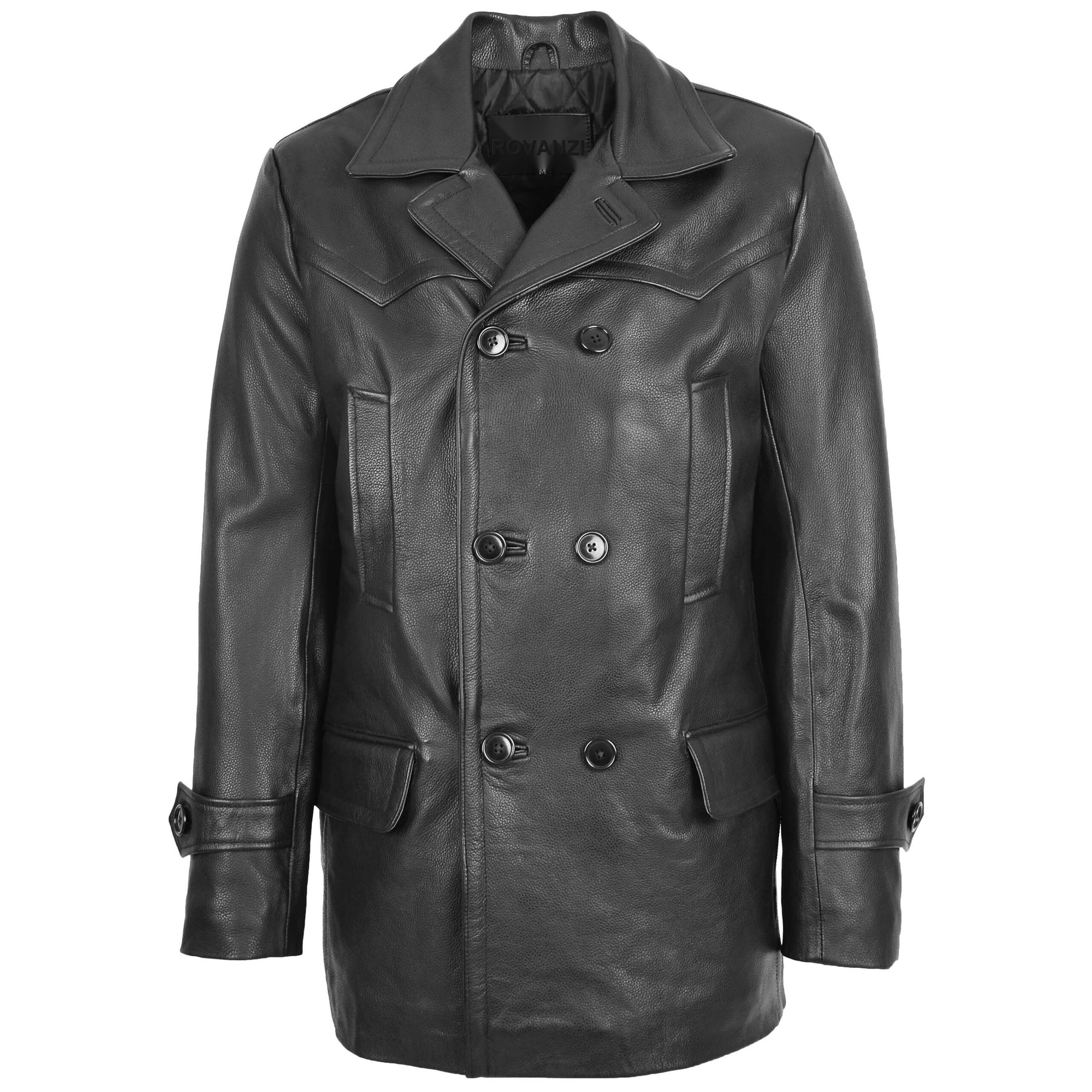 BUNERI de Cuero Salcombe Negro de Doble Botonadura