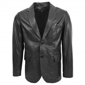 BUNERI de Cuero Zavi Negro de Dos Botones