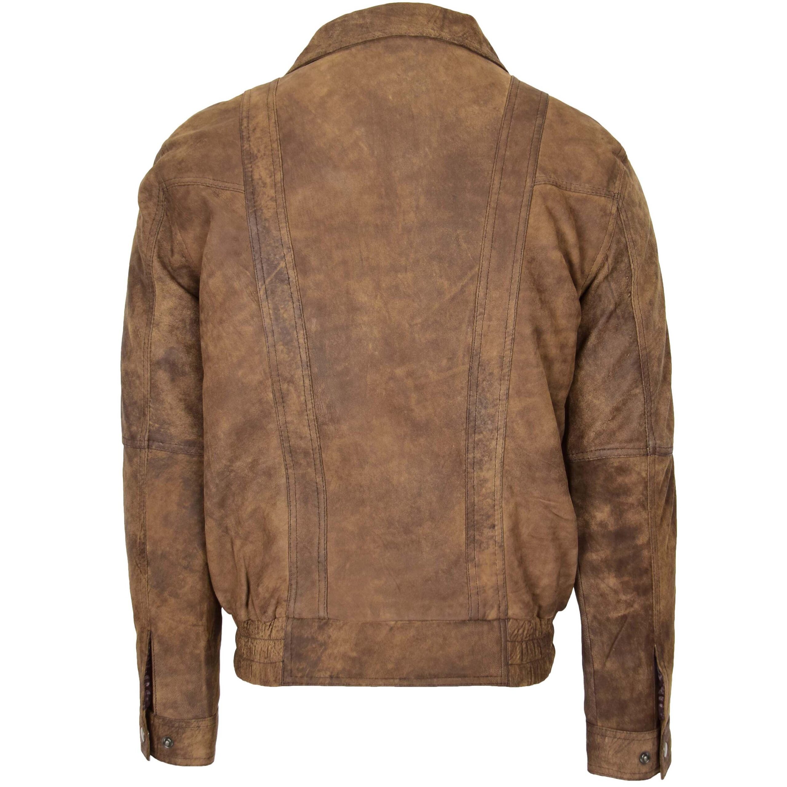 BUNERI Chaqueta Hombre Cuero Bomber Blouson Marron - Imagen 2