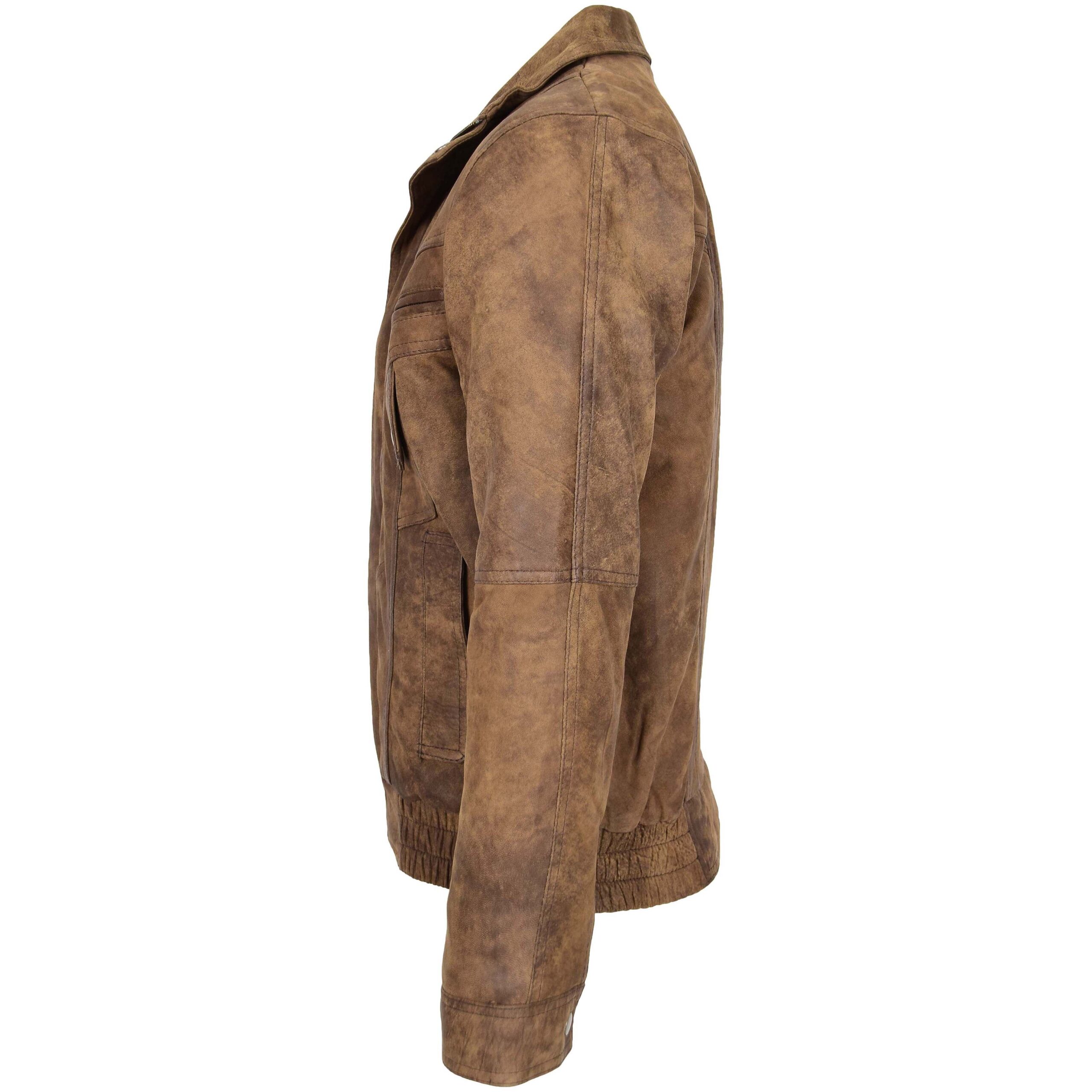 BUNERI Chaqueta Hombre Cuero Bomber Blouson Marron - Imagen 6