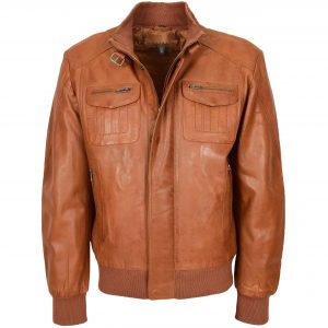 BUNERI Bomber Cuero Tom Tan Vuelo Hombre