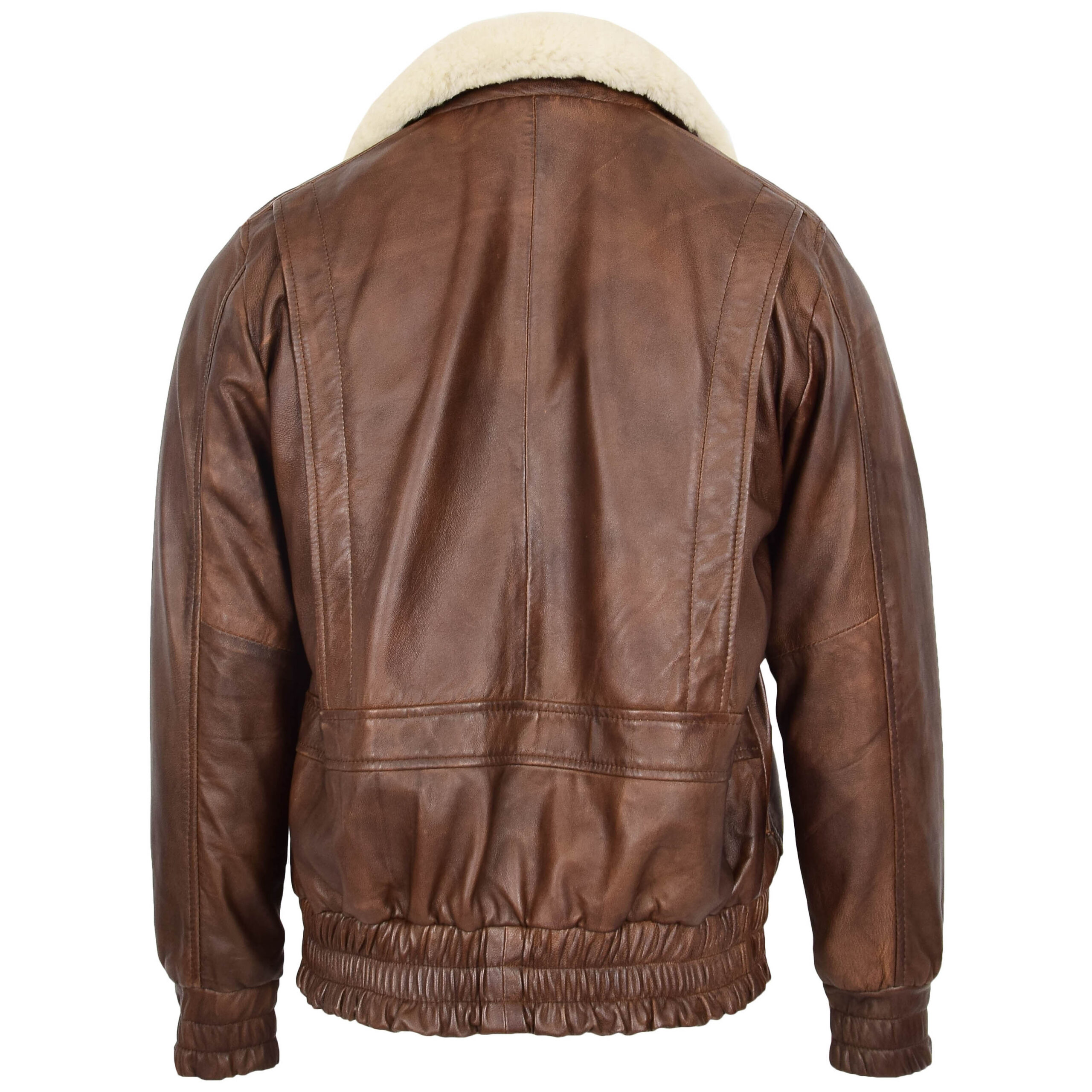 BUNERI Chaqueta Hombre Cuero Bomber Estilo G-1 Aviador Marron - Imagen 2