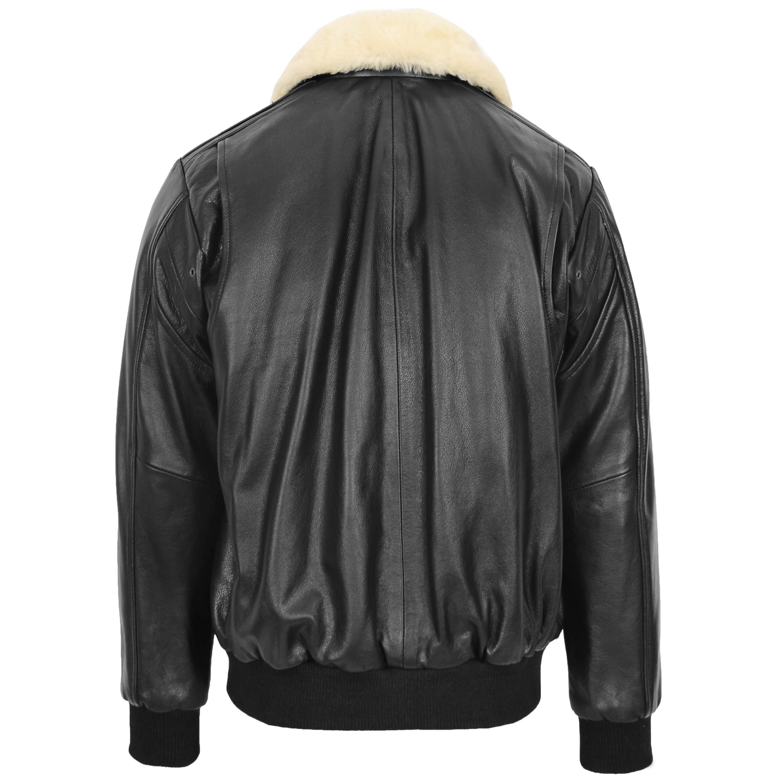 BUNERI Chaqueta Hombre Cuero Bomber G-1 Estilo Aviador Negro - Imagen 2