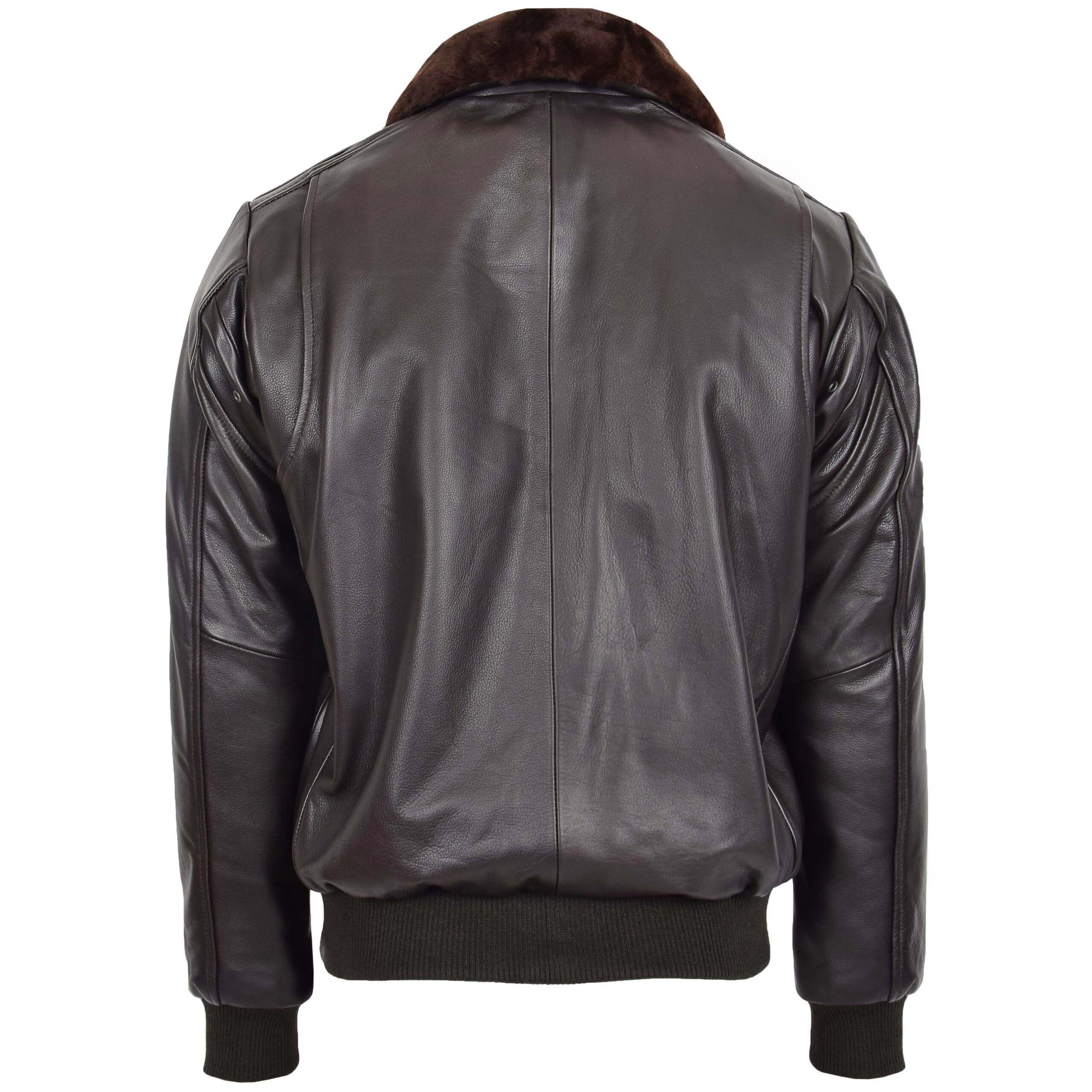 BUNERI Cazadora Bomber de Cuero G-1 Estilo Aviador para Hombre Marrón - Imagen 2