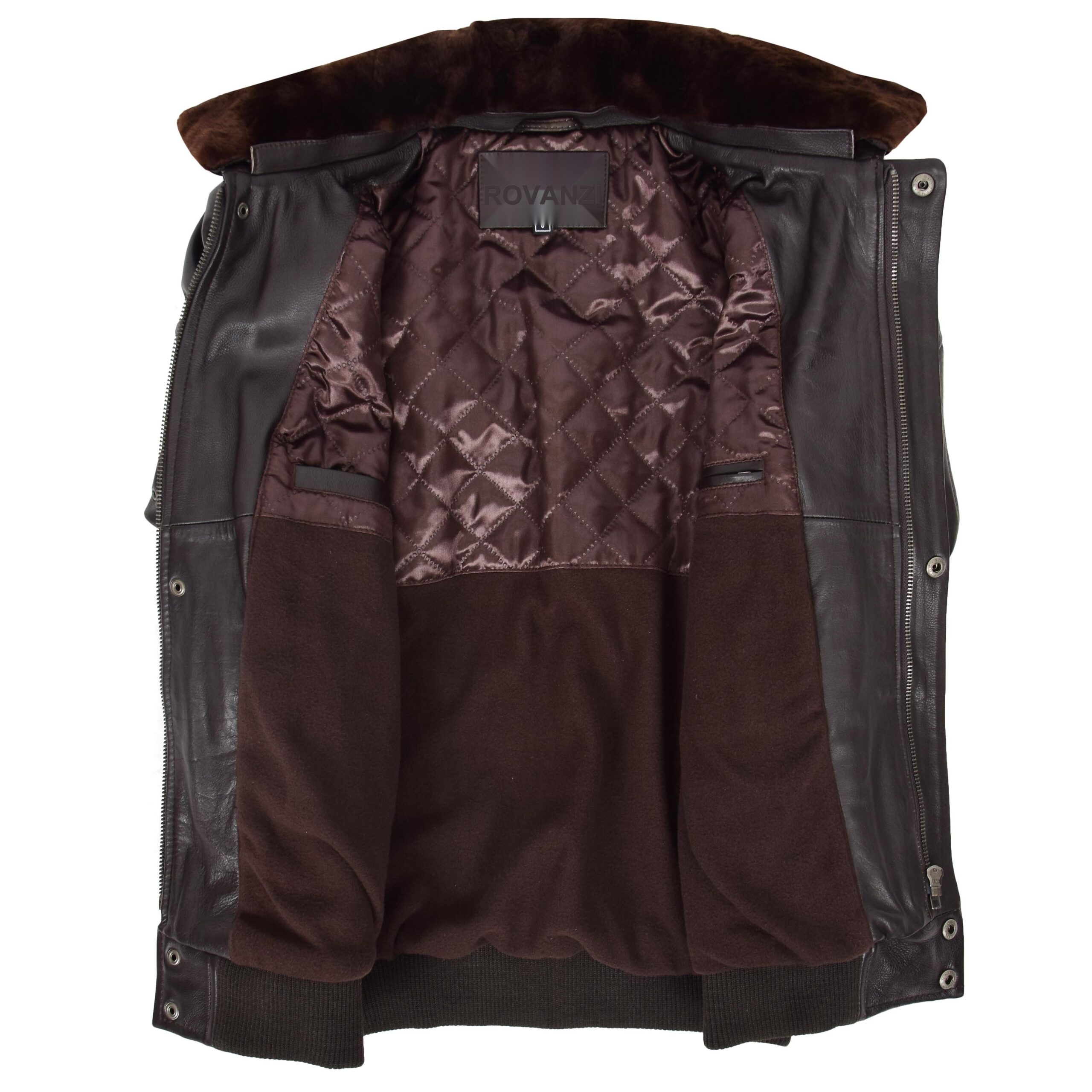 BUNERI Cazadora Bomber de Cuero G-1 Estilo Aviador para Hombre Marrón - Imagen 6