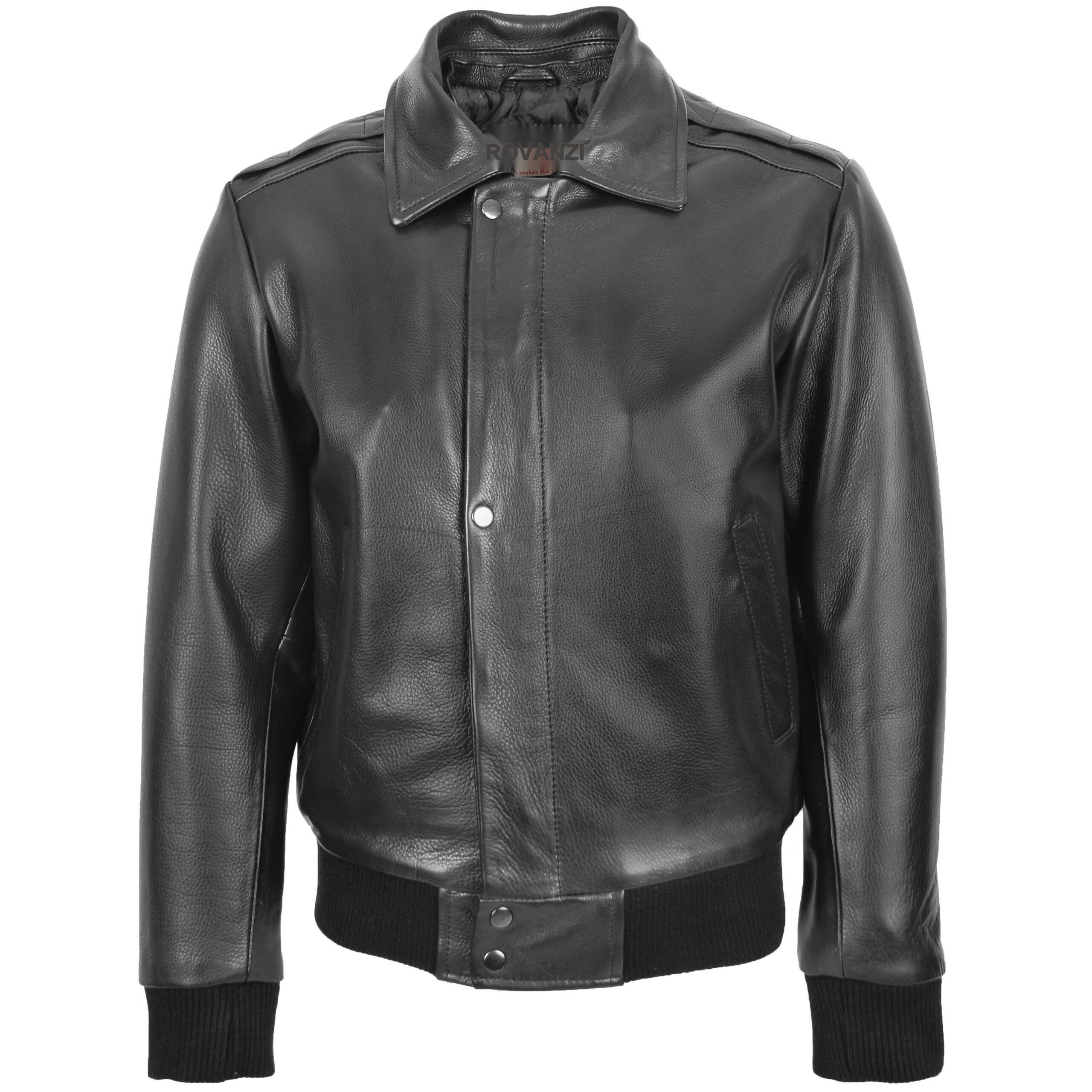 BUNERI Bomber Cuero Leroy Negro Piloto Cuello Extraíble Hombre - Imagen 4