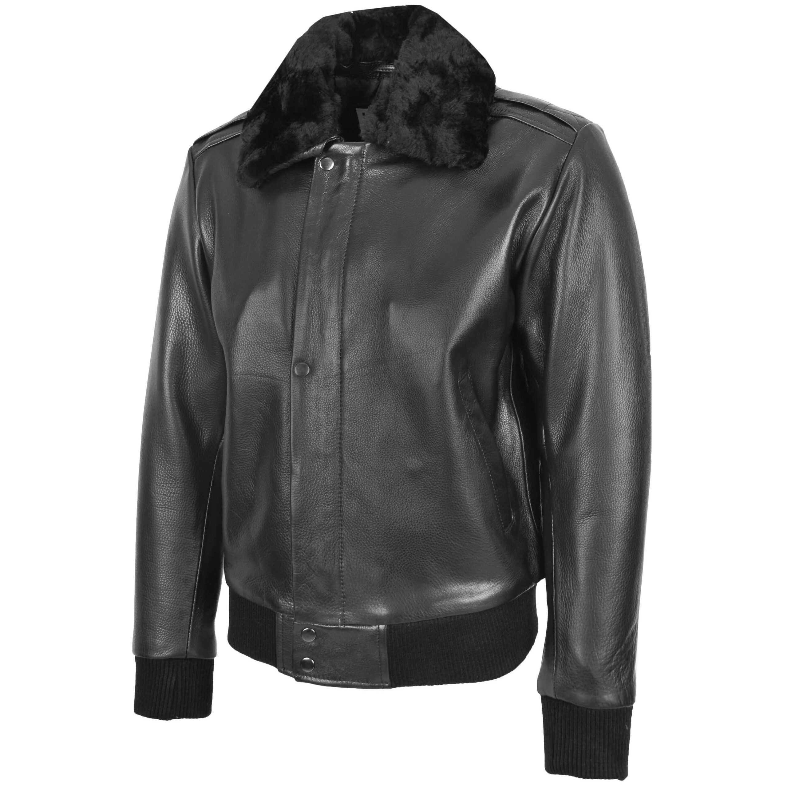 BUNERI Bomber Cuero Leroy Negro Piloto Cuello Extraíble Hombre - Imagen 5