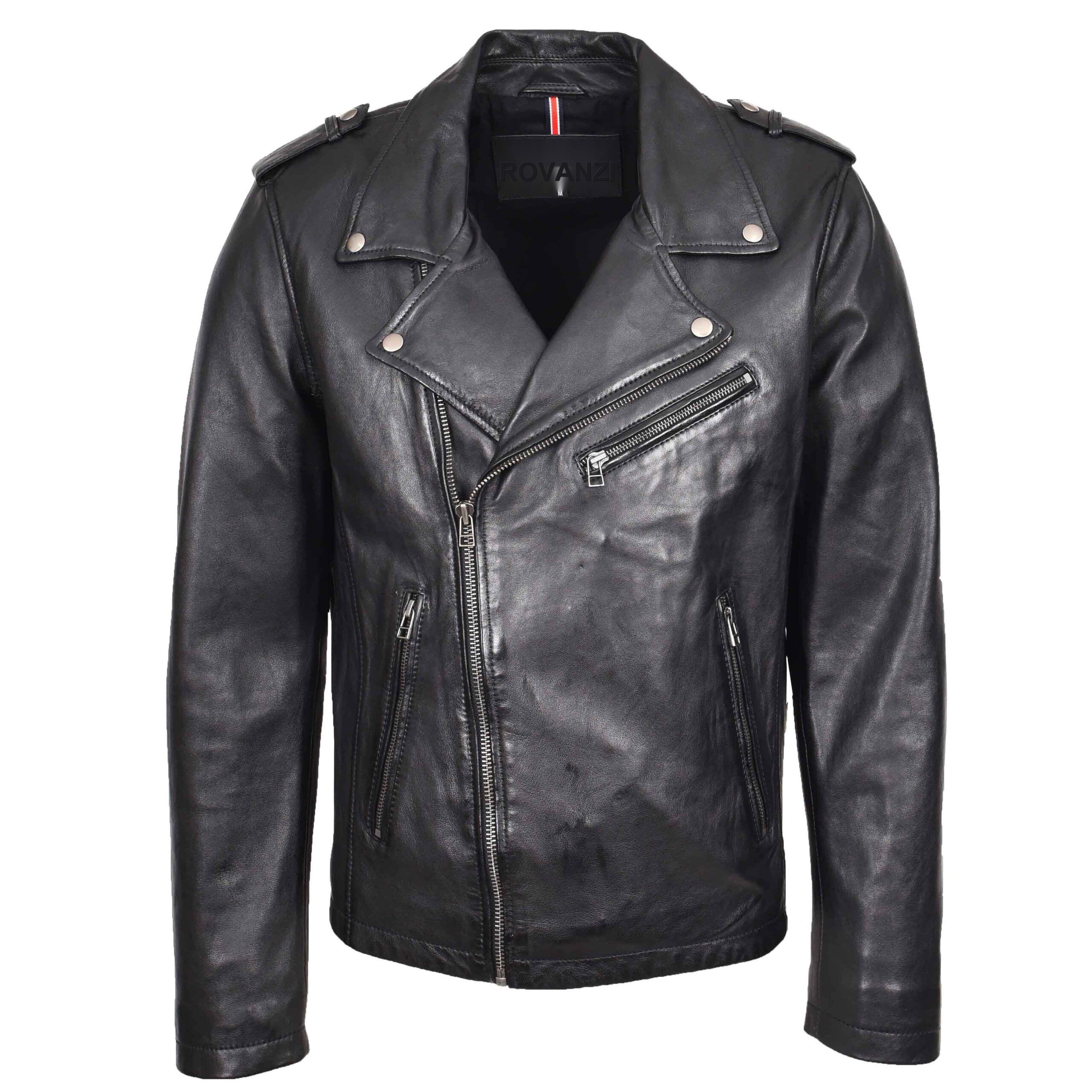 BUNERI Biker Cuero Daylen Negro Brando Cremallera Cruzada