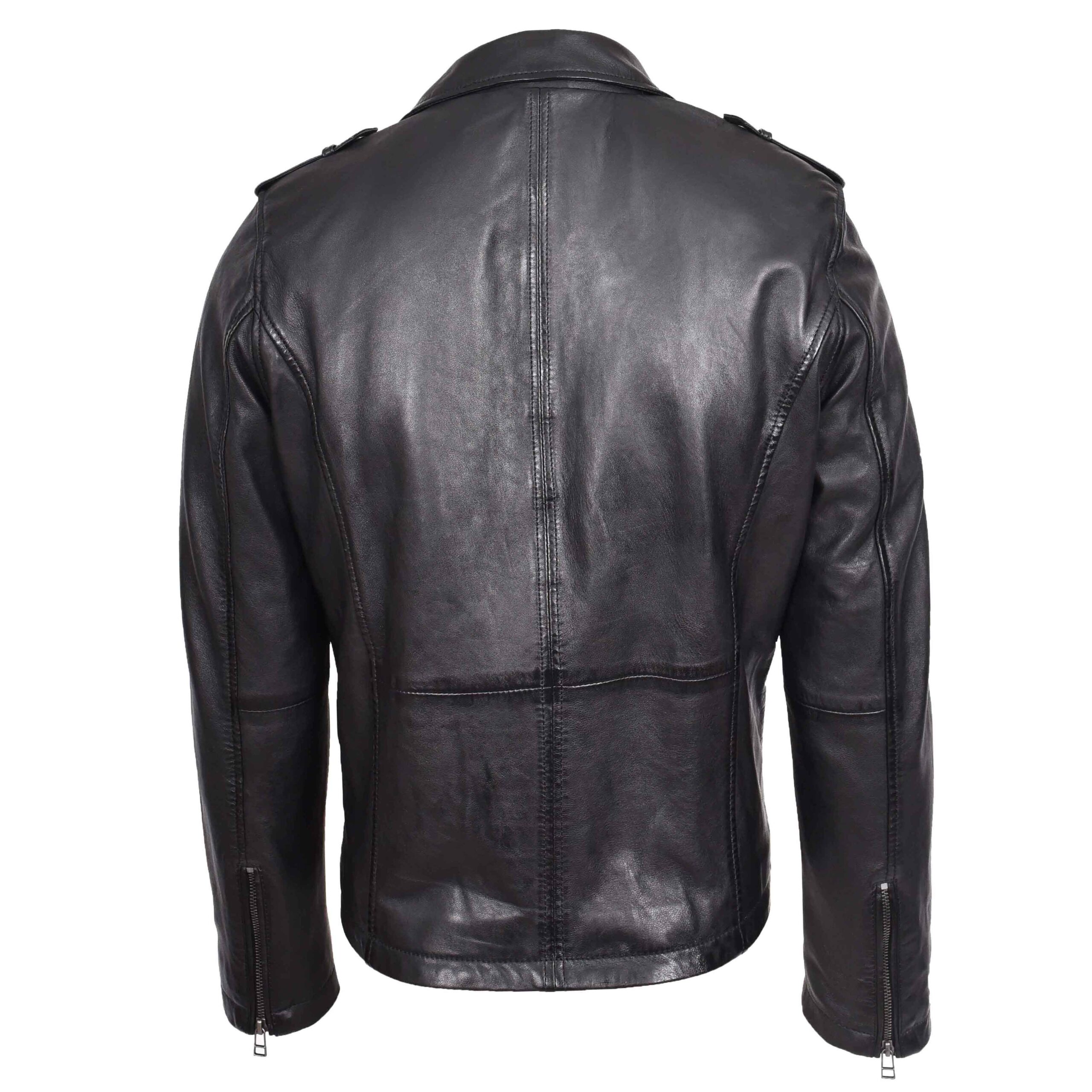 BUNERI Biker Cuero Daylen Negro Brando Cremallera Cruzada - Imagen 2