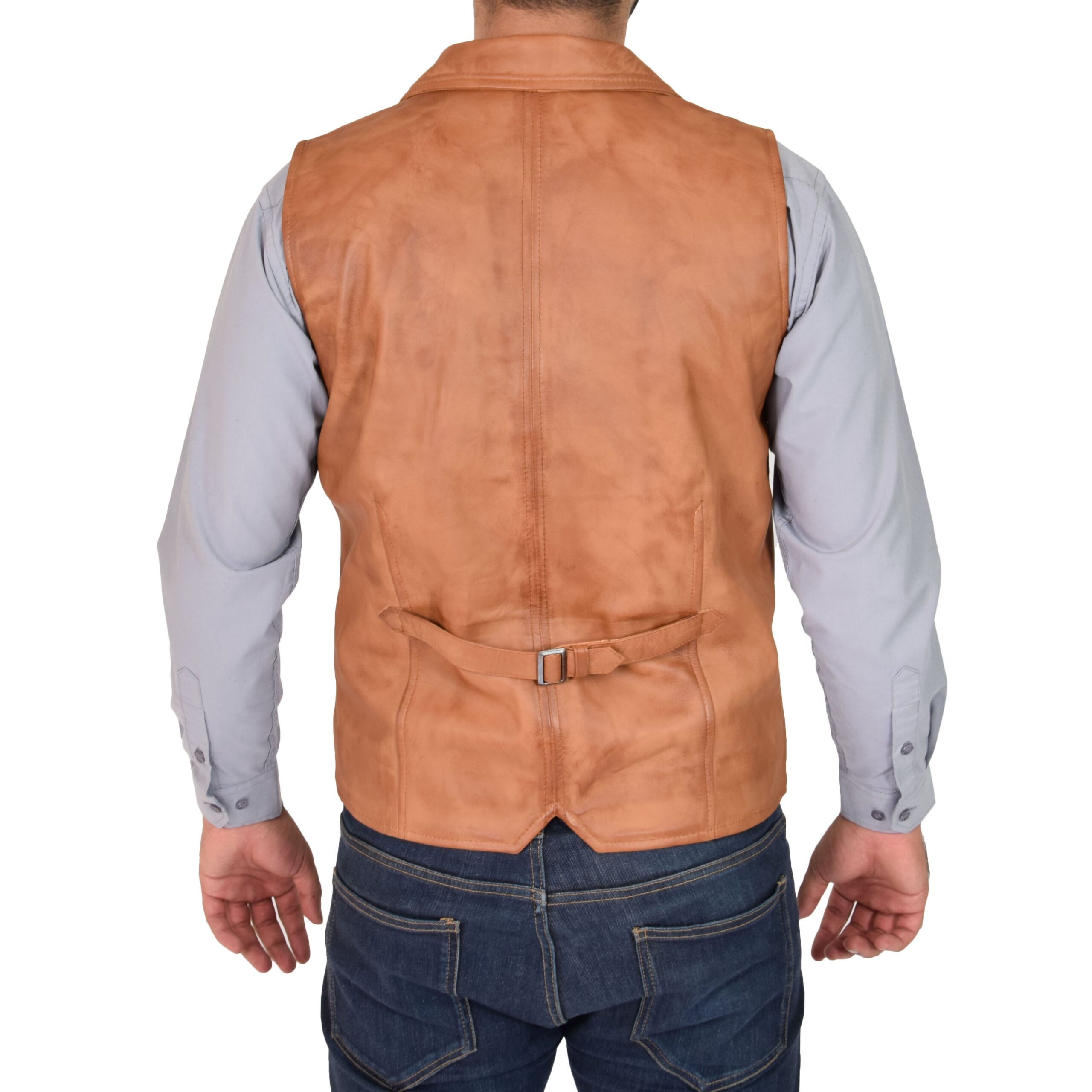 BUNERI de Cuero Calvin Tan Abotonado Gilet - Imagen 2