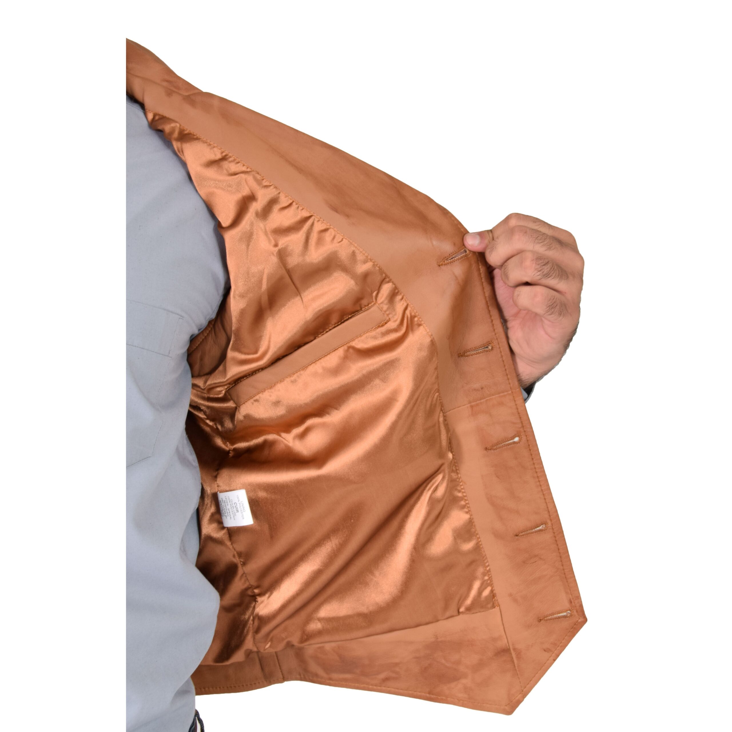 BUNERI de Cuero Calvin Tan Abotonado Gilet - Imagen 6