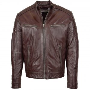 BUNERI Biker Cuero Ron Marrón Cafe Racer