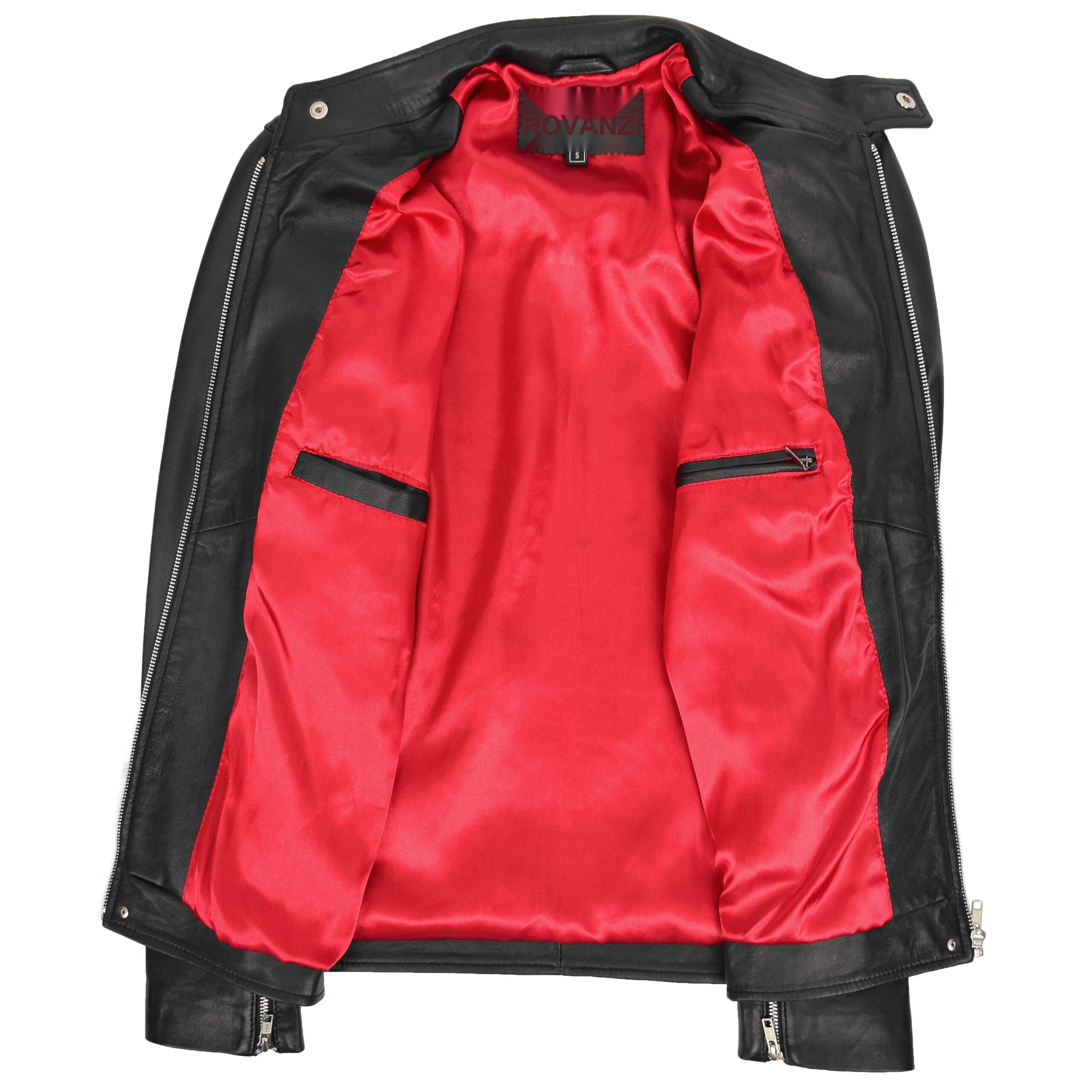 BUNERI Chaqueta Biker Café Racer Casual de Cuero Negro para Hombre - Imagen 6
