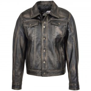 BUNERI Chaqueta Hombre Cuero Lee Rider Casual Negro Bicolor II