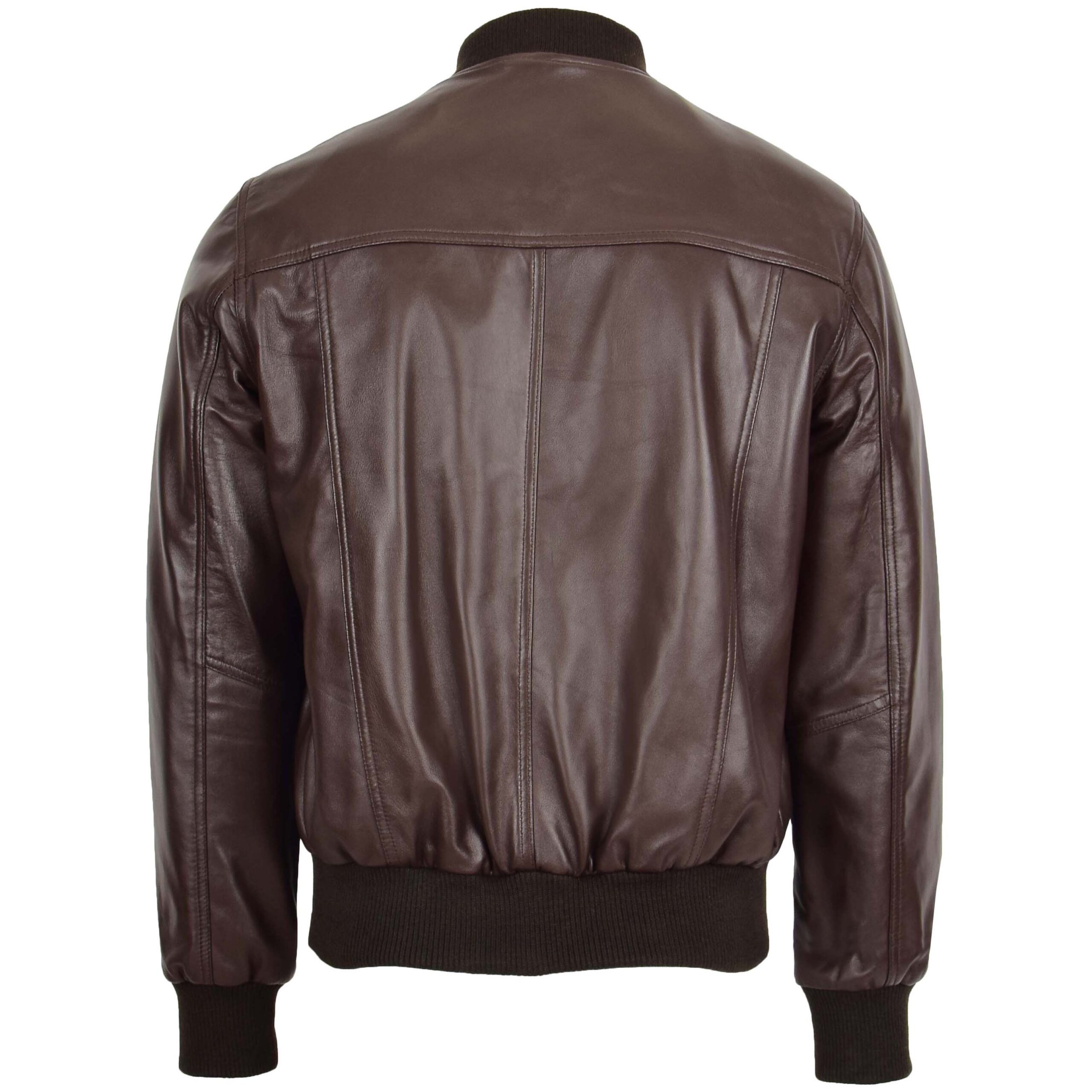 BUNERI Chaqueta Bomber MA-1 de Cuero Marrón para Hombre - Imagen 2