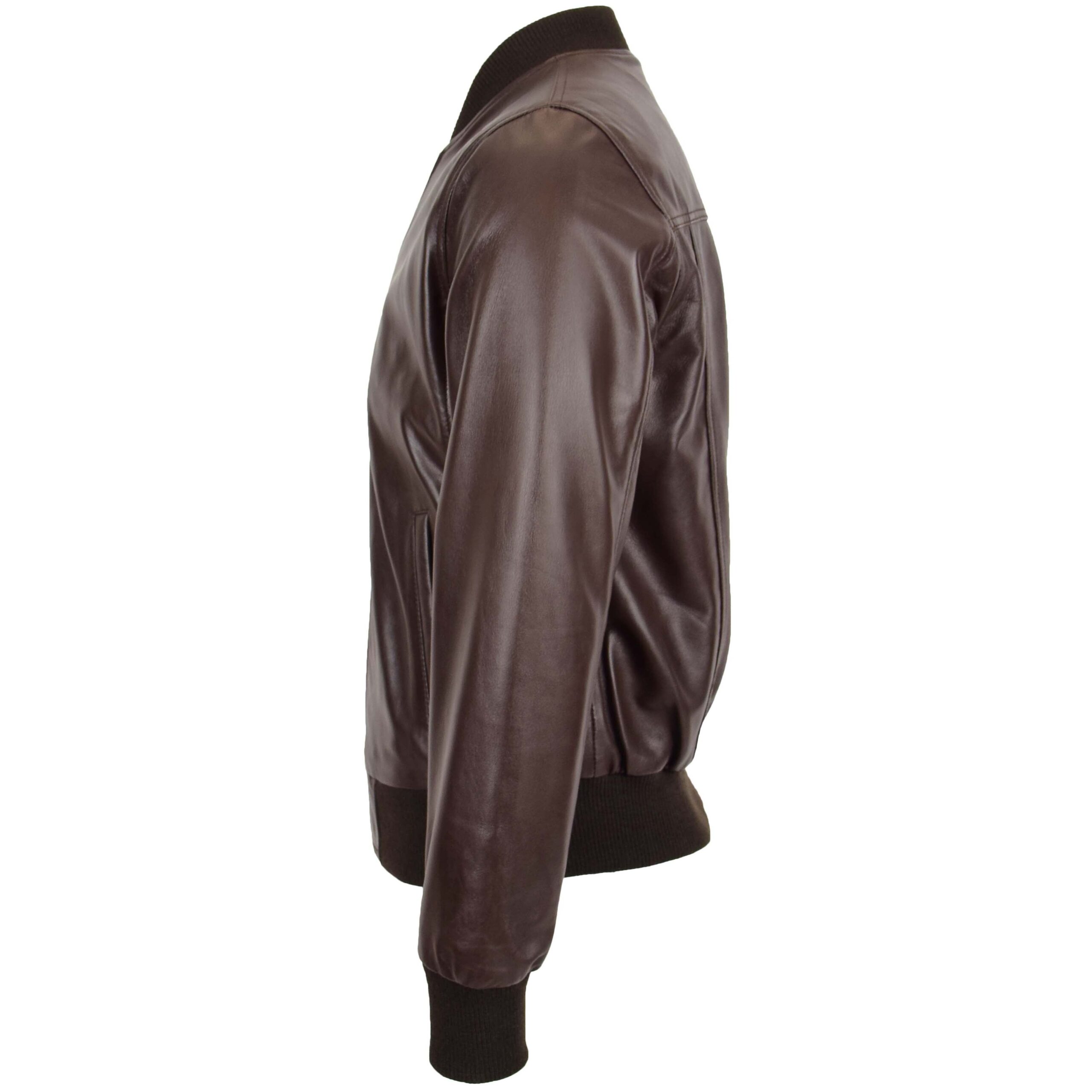 BUNERI Chaqueta Bomber MA-1 de Cuero Marrón para Hombre - Imagen 5