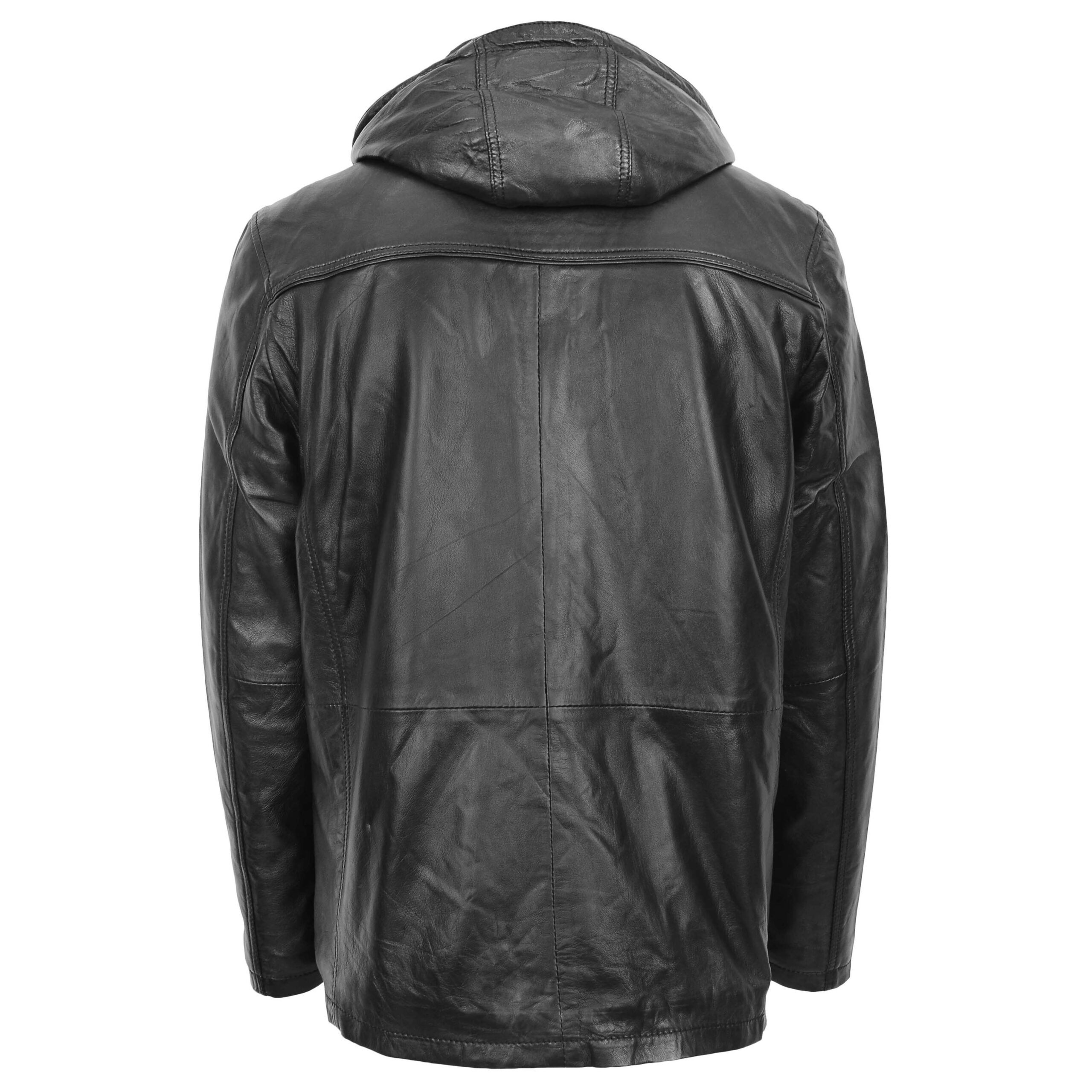 BUNERI Cuero Logan Negro Capucha Extraíble Hombre - Imagen 2