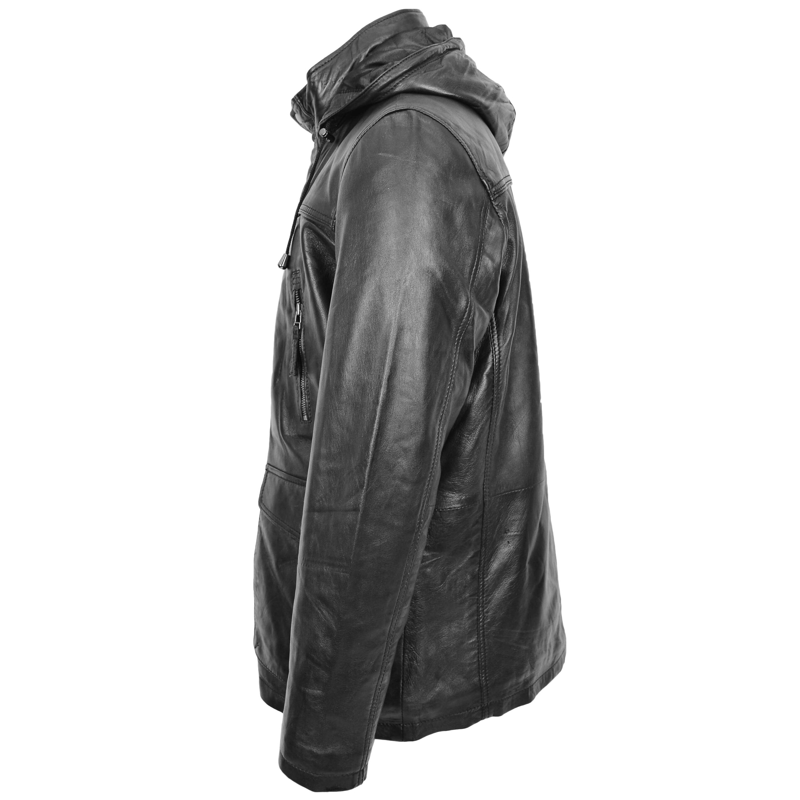 BUNERI Cuero Logan Negro Capucha Extraíble Hombre - Imagen 5