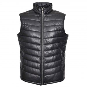 BUNERI Chaleco Hombre Cuero Puffer Body Warmer Negro