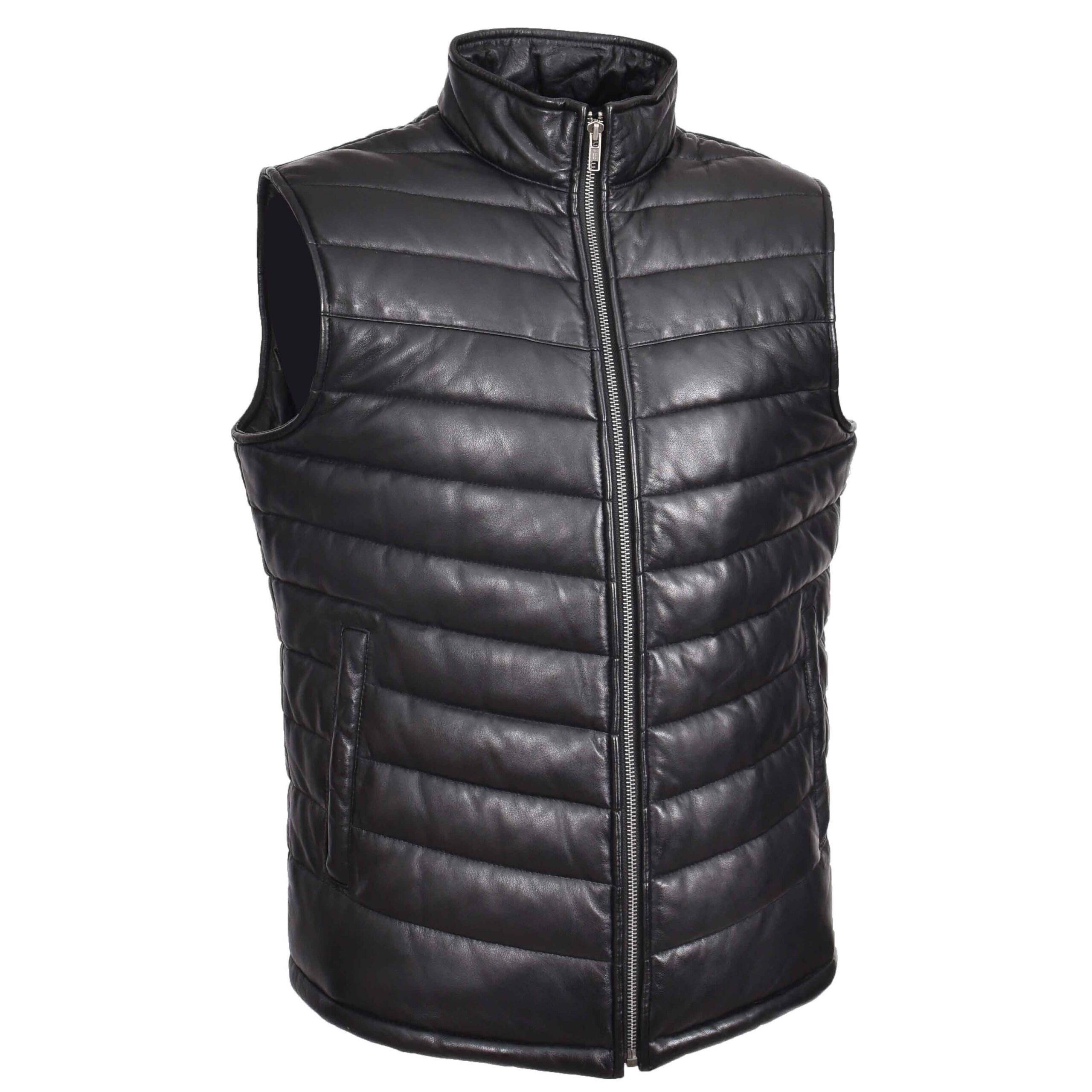 BUNERI Chaleco Hombre Cuero Puffer Body Warmer Negro - Imagen 3