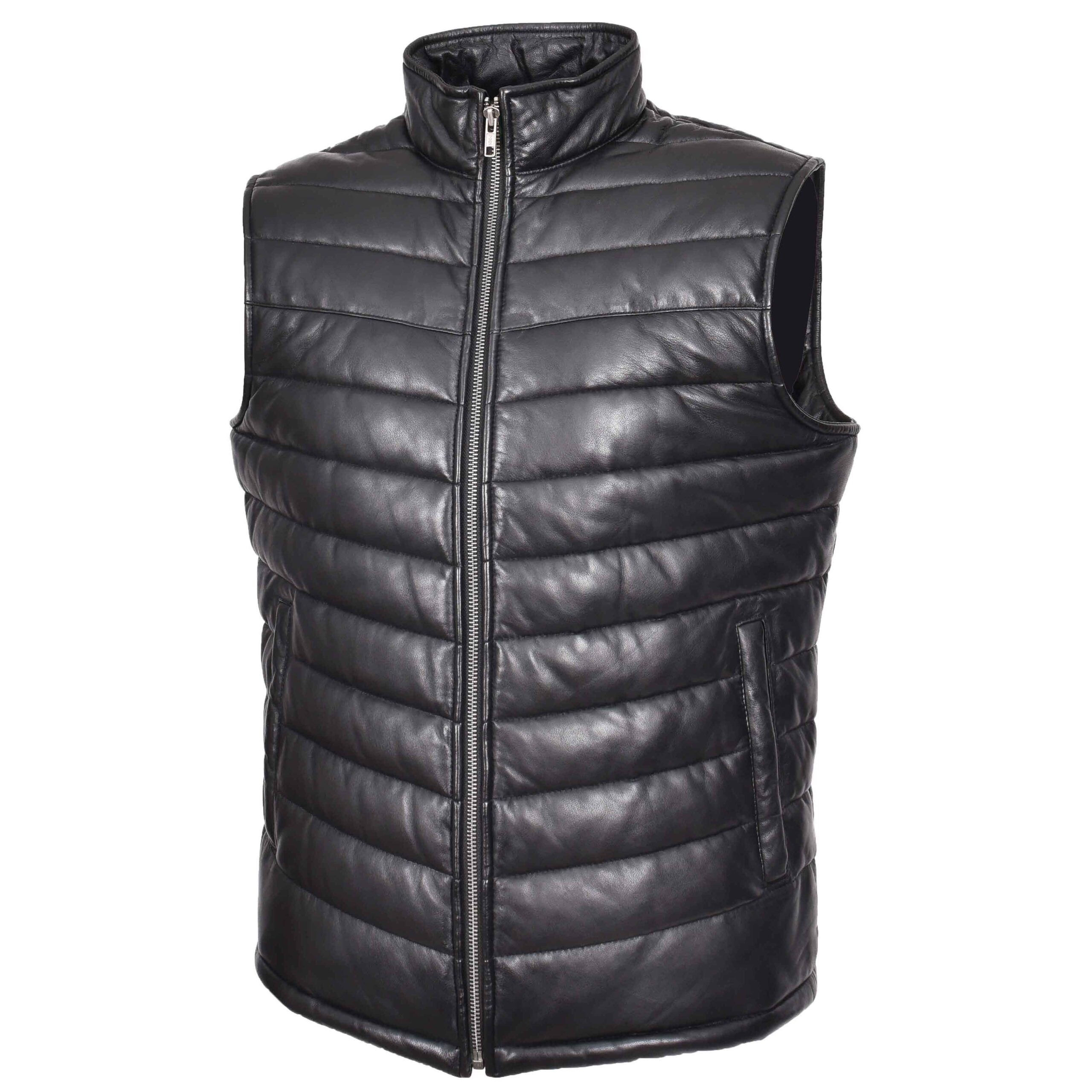 BUNERI Chaleco Hombre Cuero Puffer Body Warmer Negro - Imagen 4