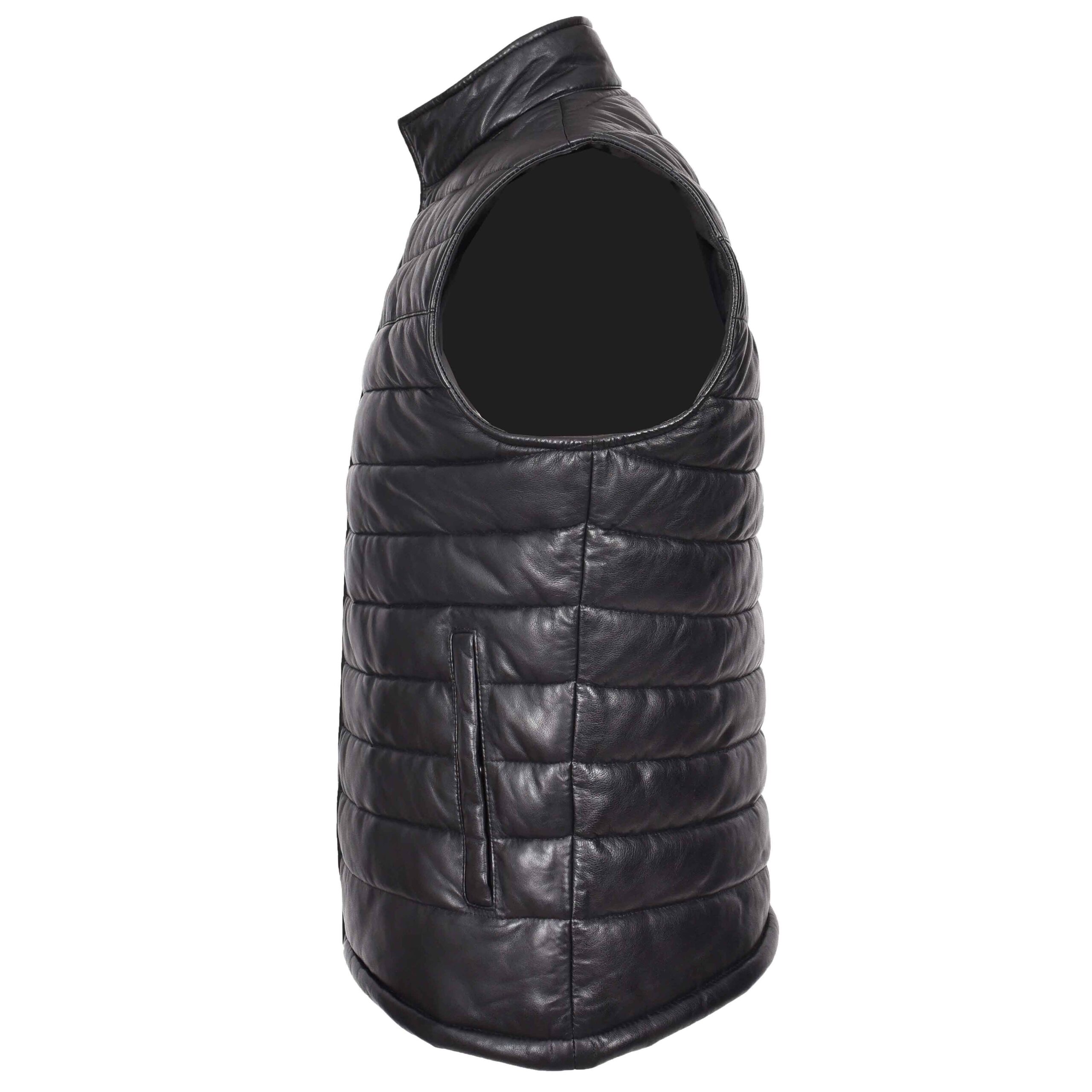BUNERI Chaleco Hombre Cuero Puffer Body Warmer Negro - Imagen 6
