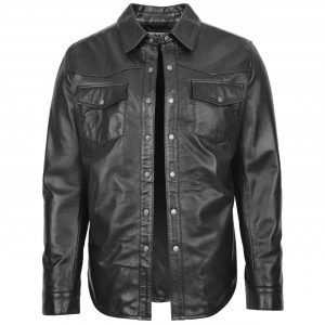 BUNERI Cuero Oliver Negro Estilo Trucker Clásico Hombre