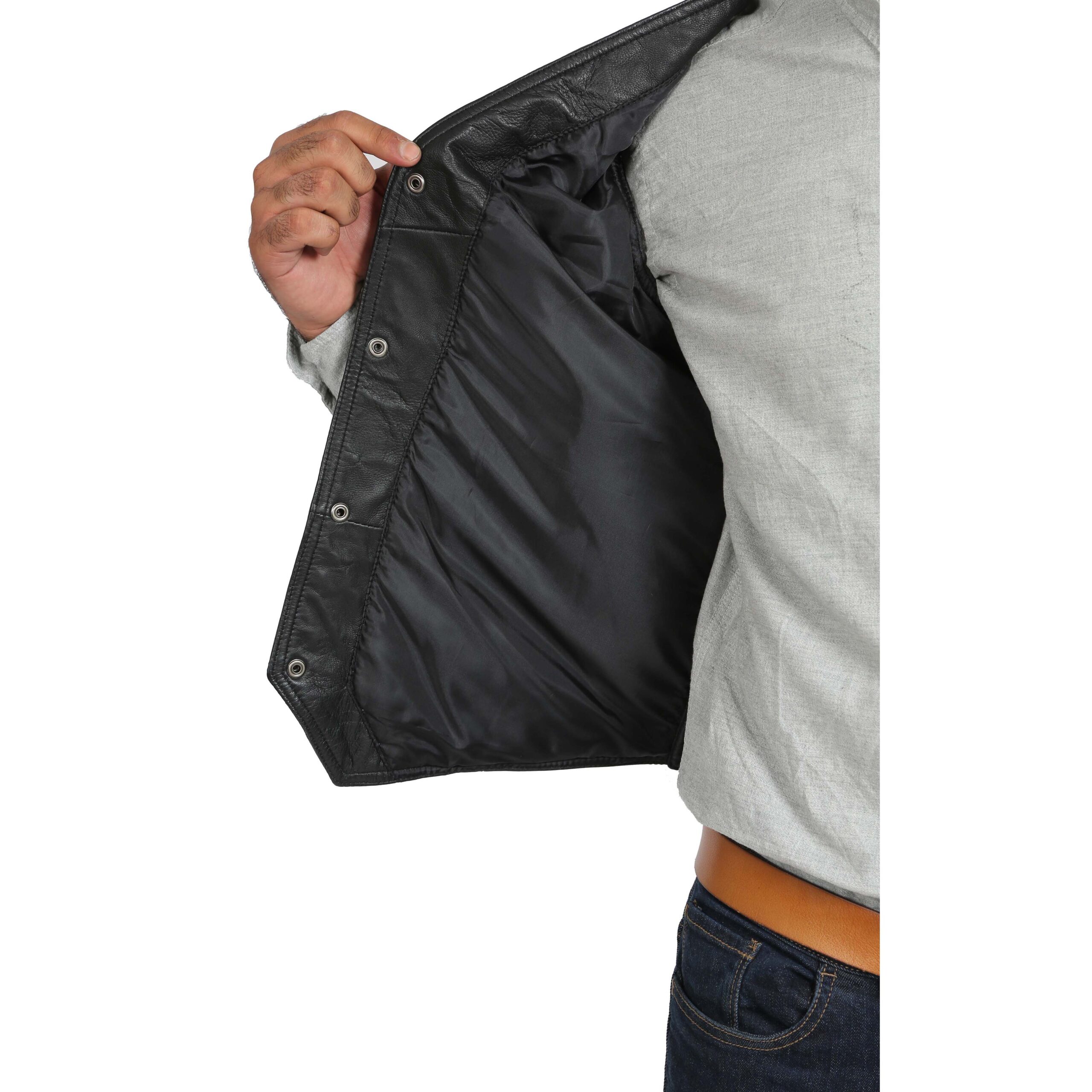BUNERI Chaleco de Cuero Negro Tradicional para Hombre - Imagen 4