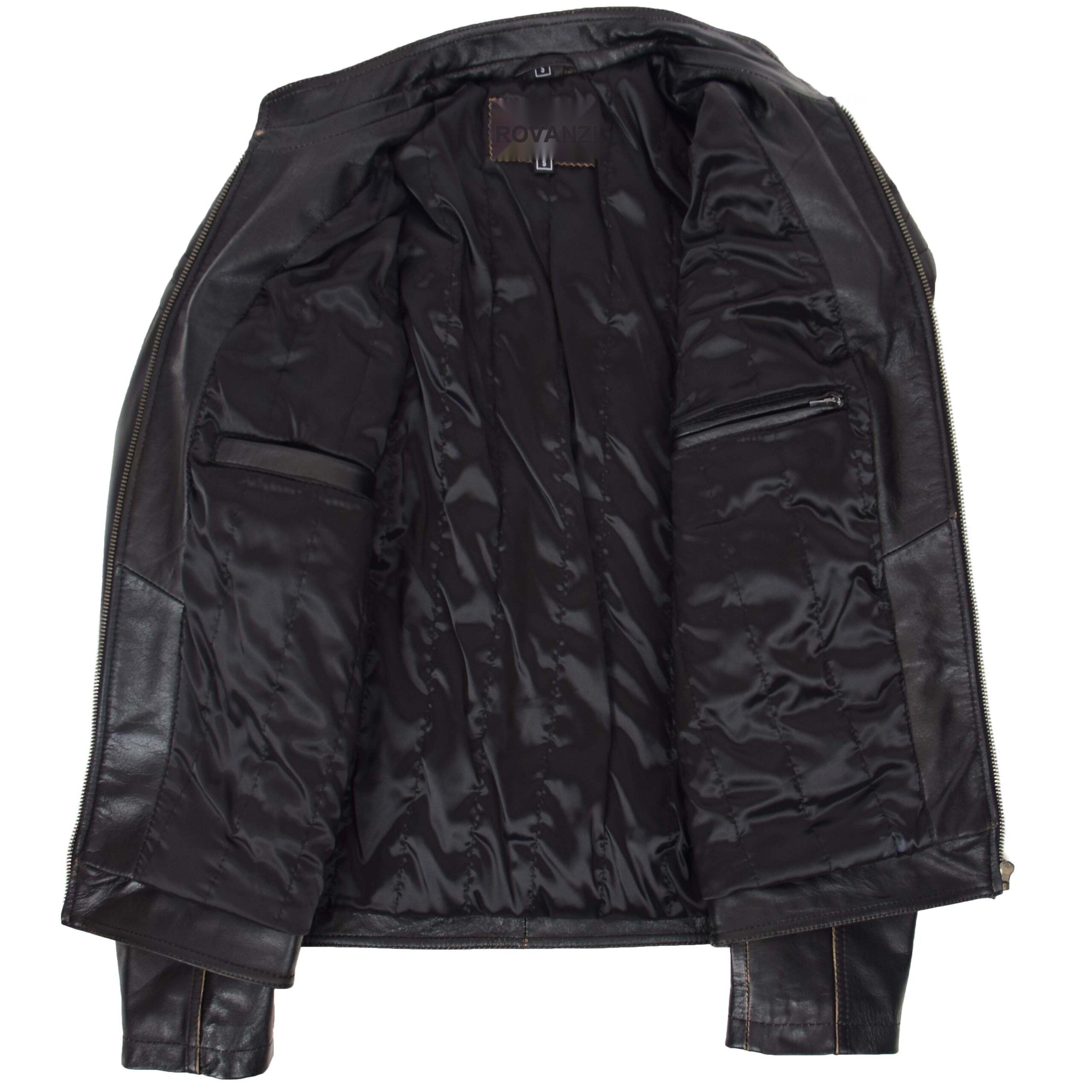 BUNERI Chaqueta Biker de Cuero Vintage para Hombre Marrón Oscuro - Imagen 6
