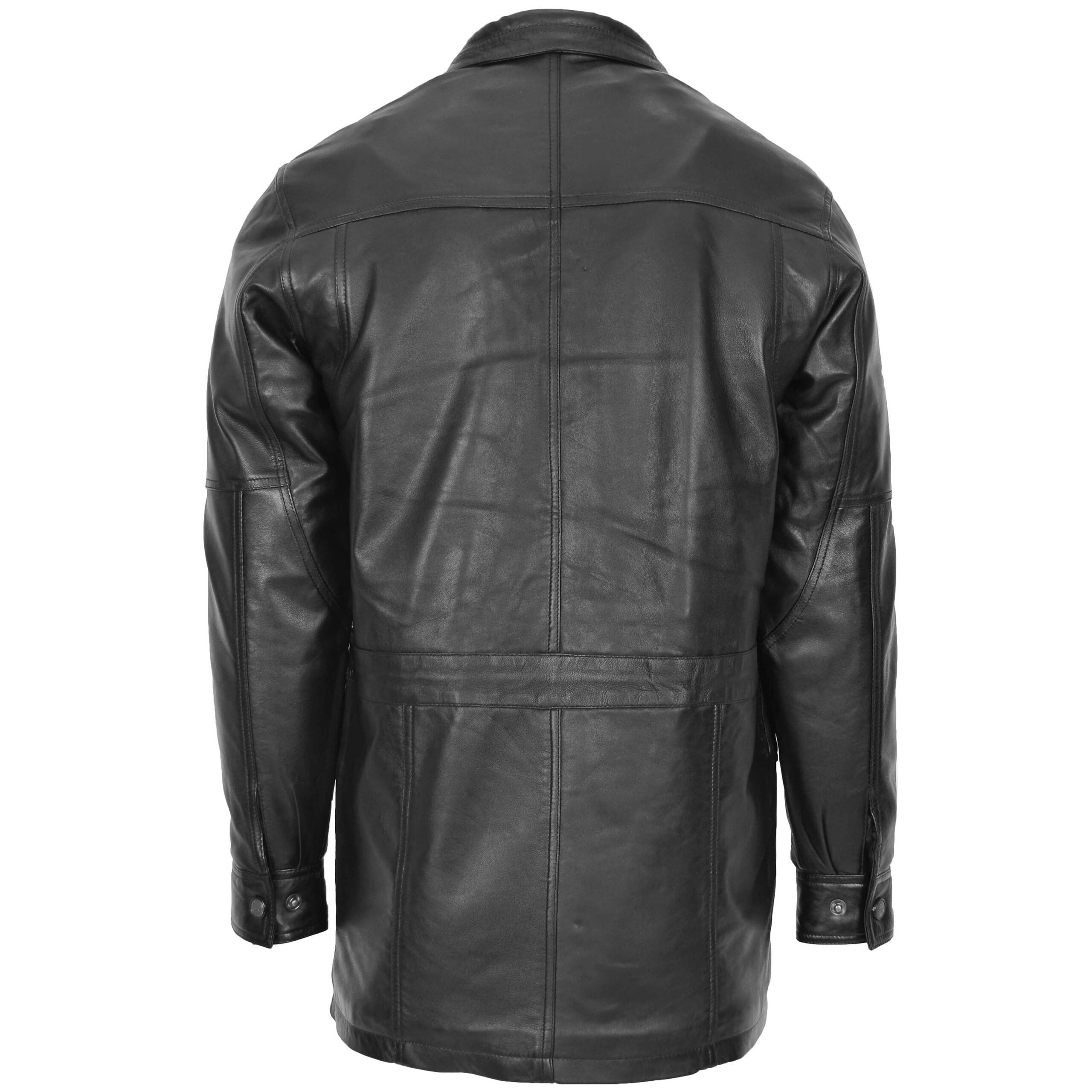 BUNERI Abrigo Hombre Cuero Invierno Carro Largo Cadera Negro - Imagen 2