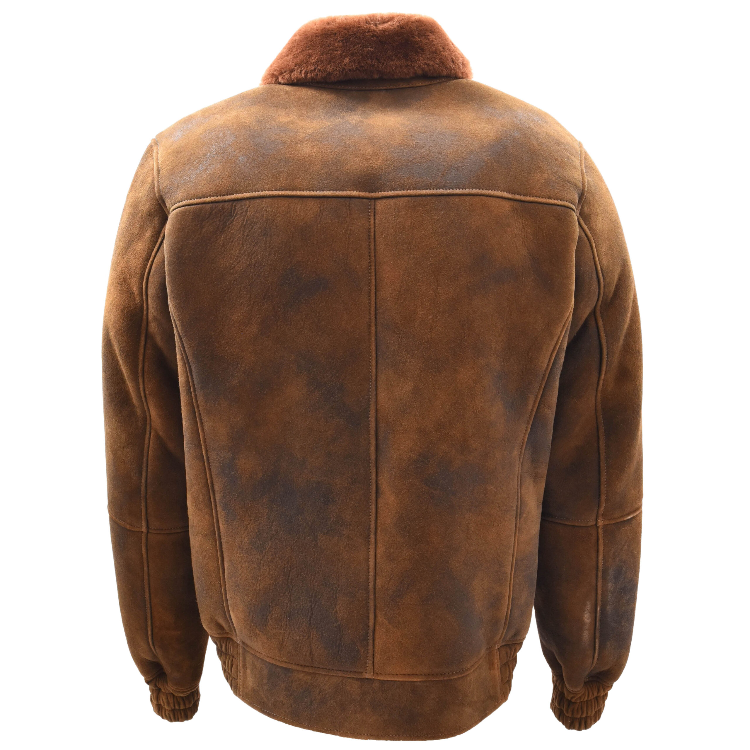 BUNERI Chaqueta Hombre Piel de Oveja Aviador Original Marron Jengibre Shearling - Imagen 2