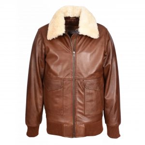 BUNERI Aviador Luca Tan Premium Cuero G-1 Estilo Piloto Hombre