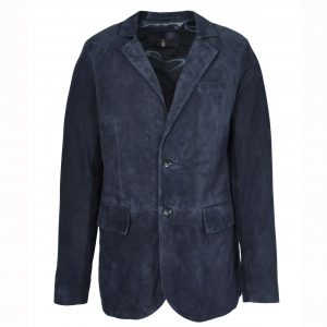 BUNERI Blazer de Ante de Cabra para Hombre Dos Botones Marino