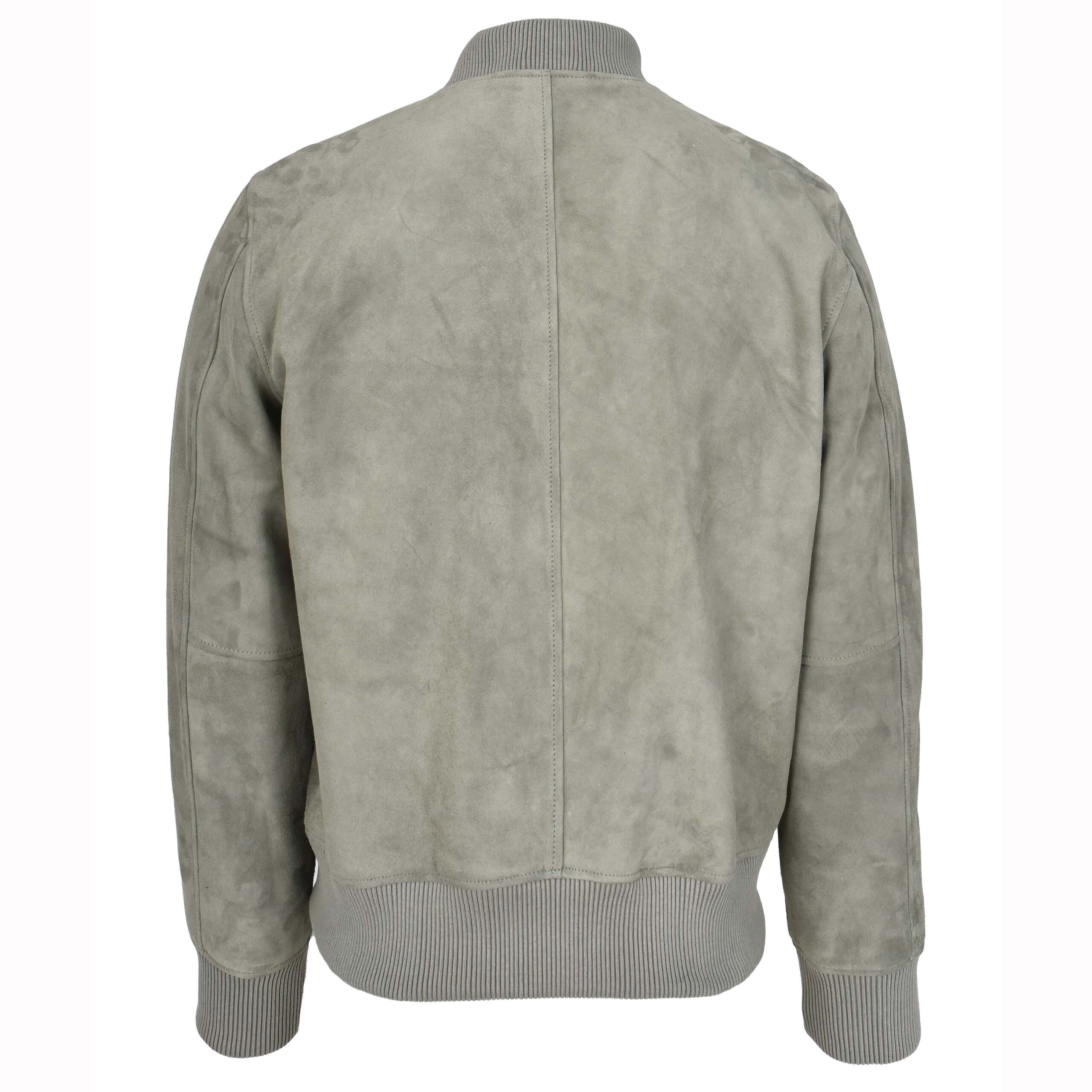 BUNERI Chaqueta Bomber MA-1 Varsity de Ante Real de Cabra Gris para Hombre - Imagen 2